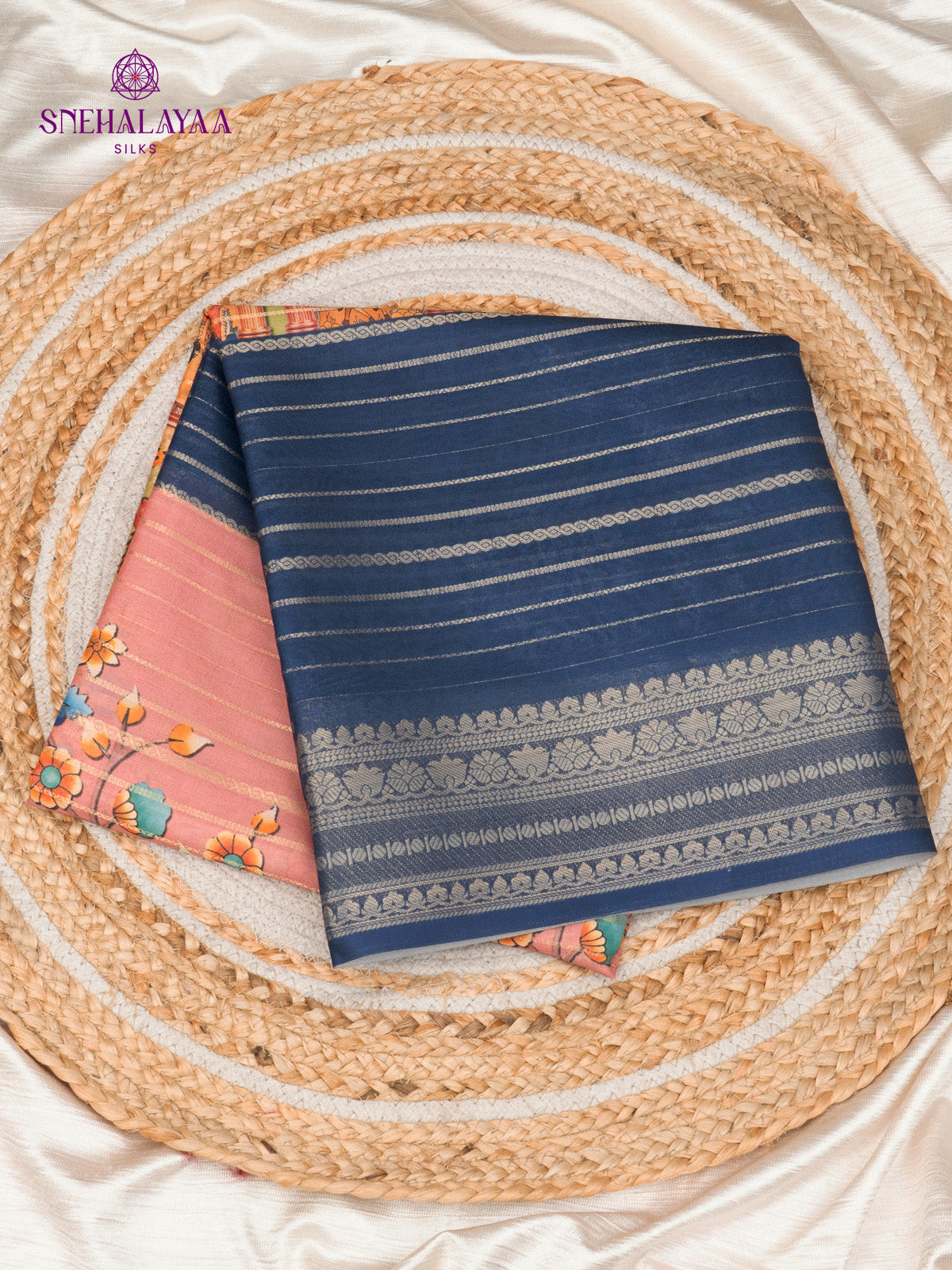 Dusty Rose Printed Mysore Silk Saree