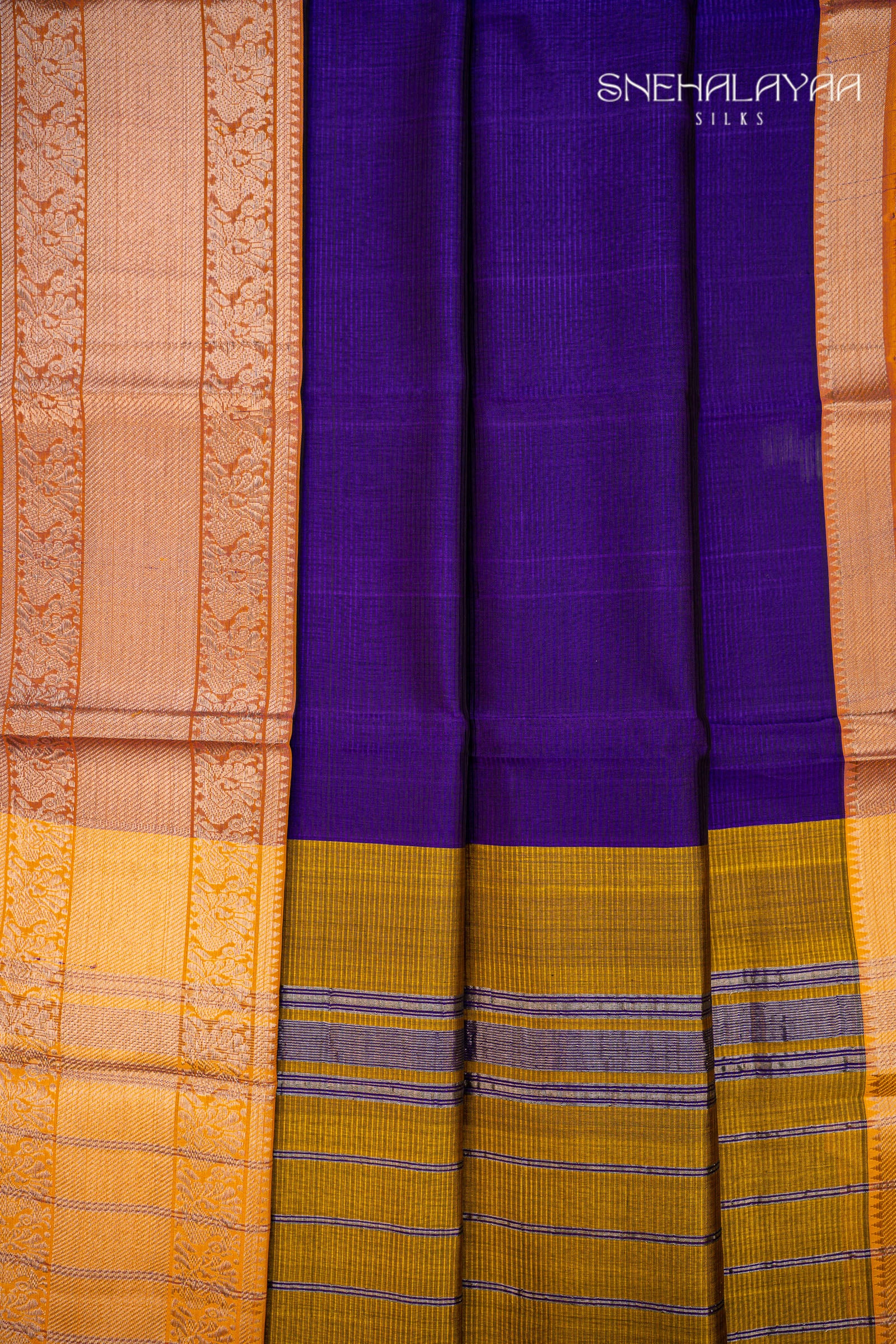 Indigo Blue Mangalgiri Silk Saree