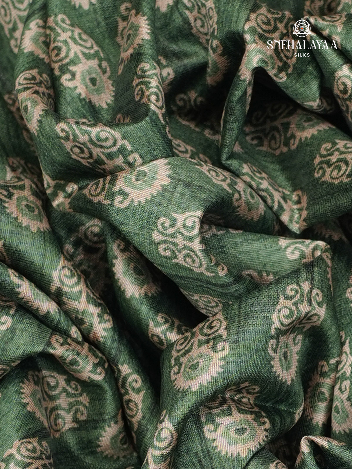 Olive Green Tussar Embroidery Saree