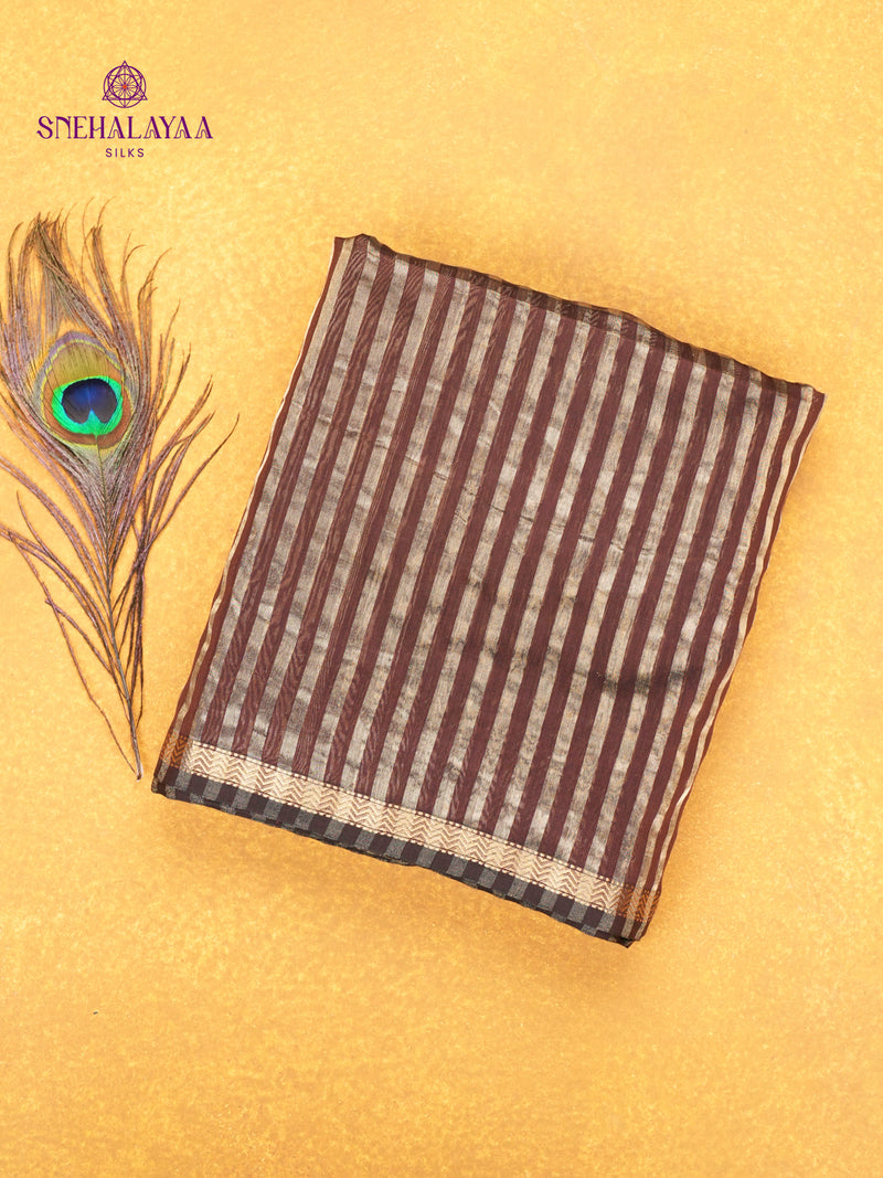 Brown Maheshwari Silk Cotton Saree