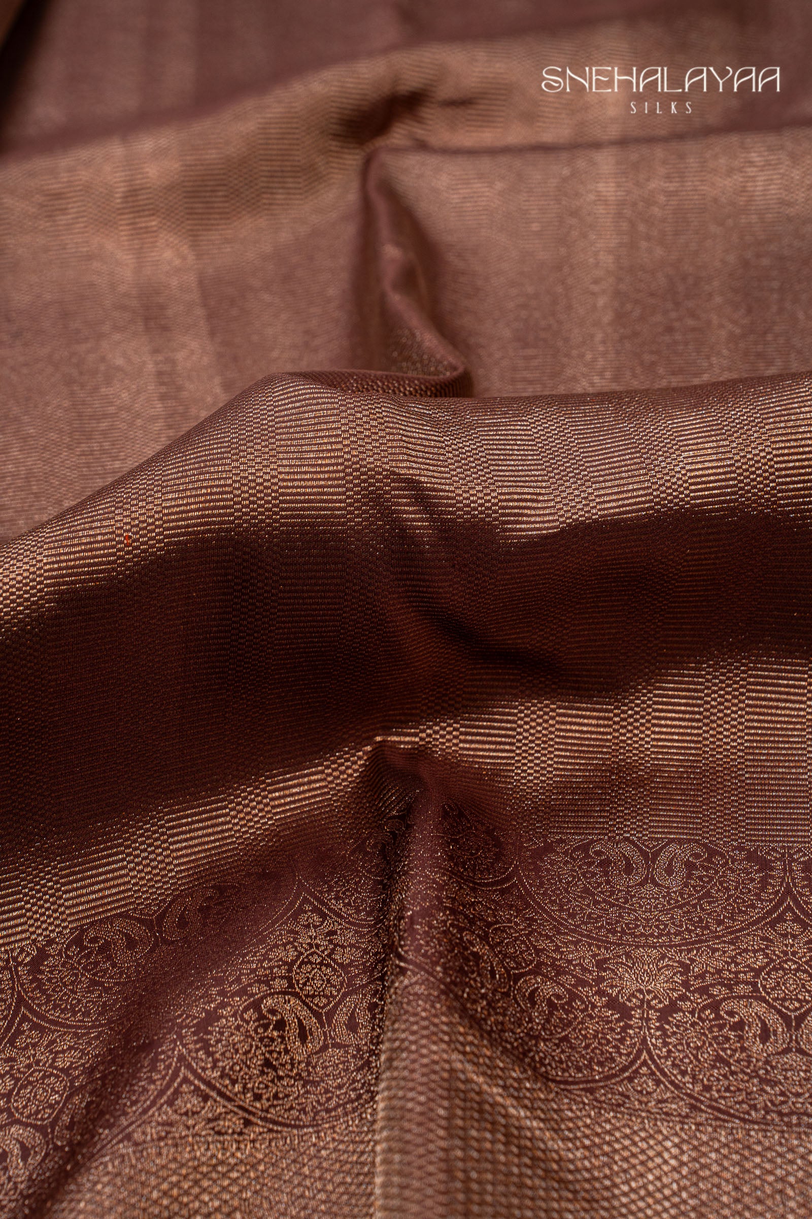 Caramel Brown Kancheevaram Silk Saree