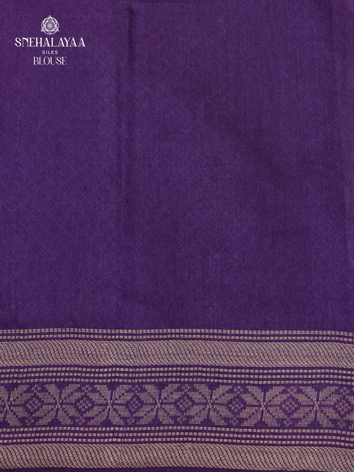 Off-White Kalamkari Saree with Purple Woven Border