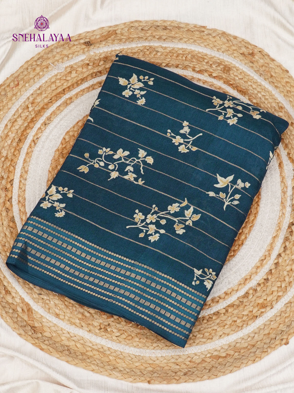 Teal Blue Dola Silk Saree