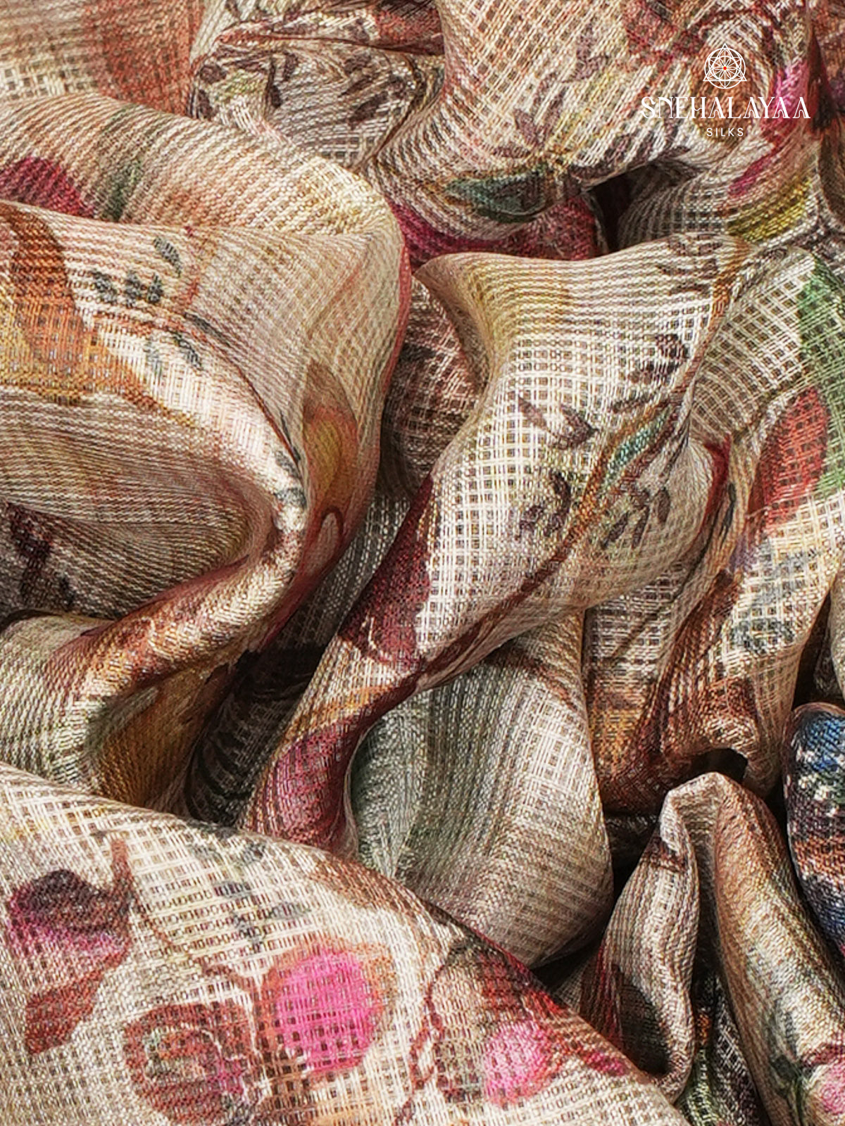 Beige Printed Kota Saree