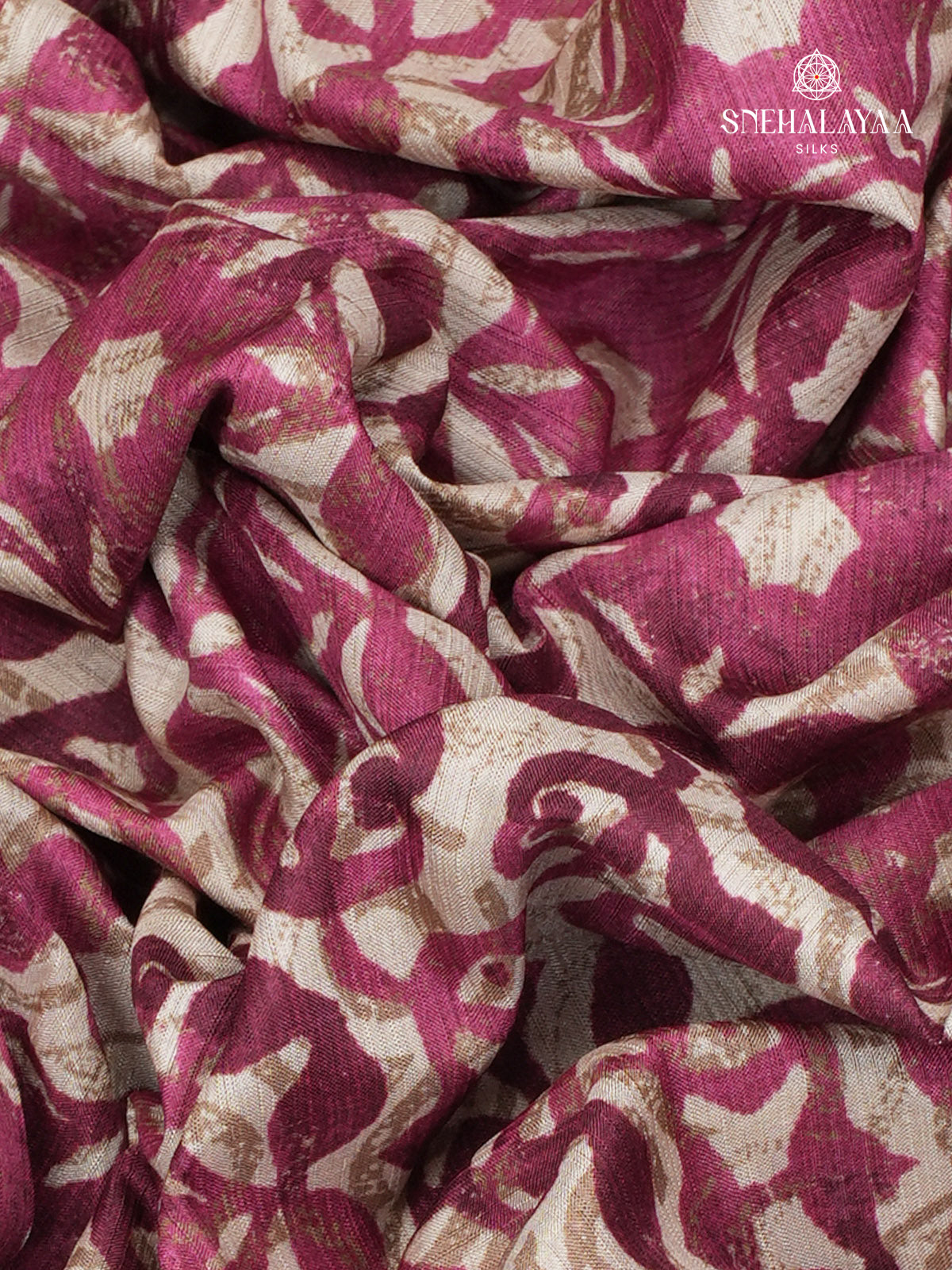 Magenta Printed Tussar Saree