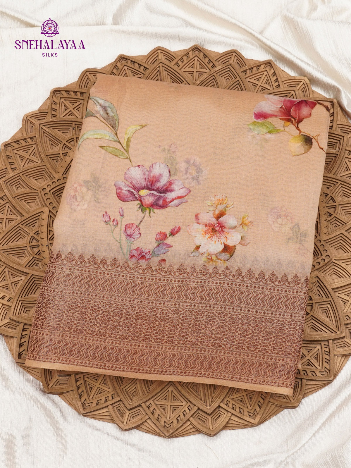 Peach Chanderi Saree