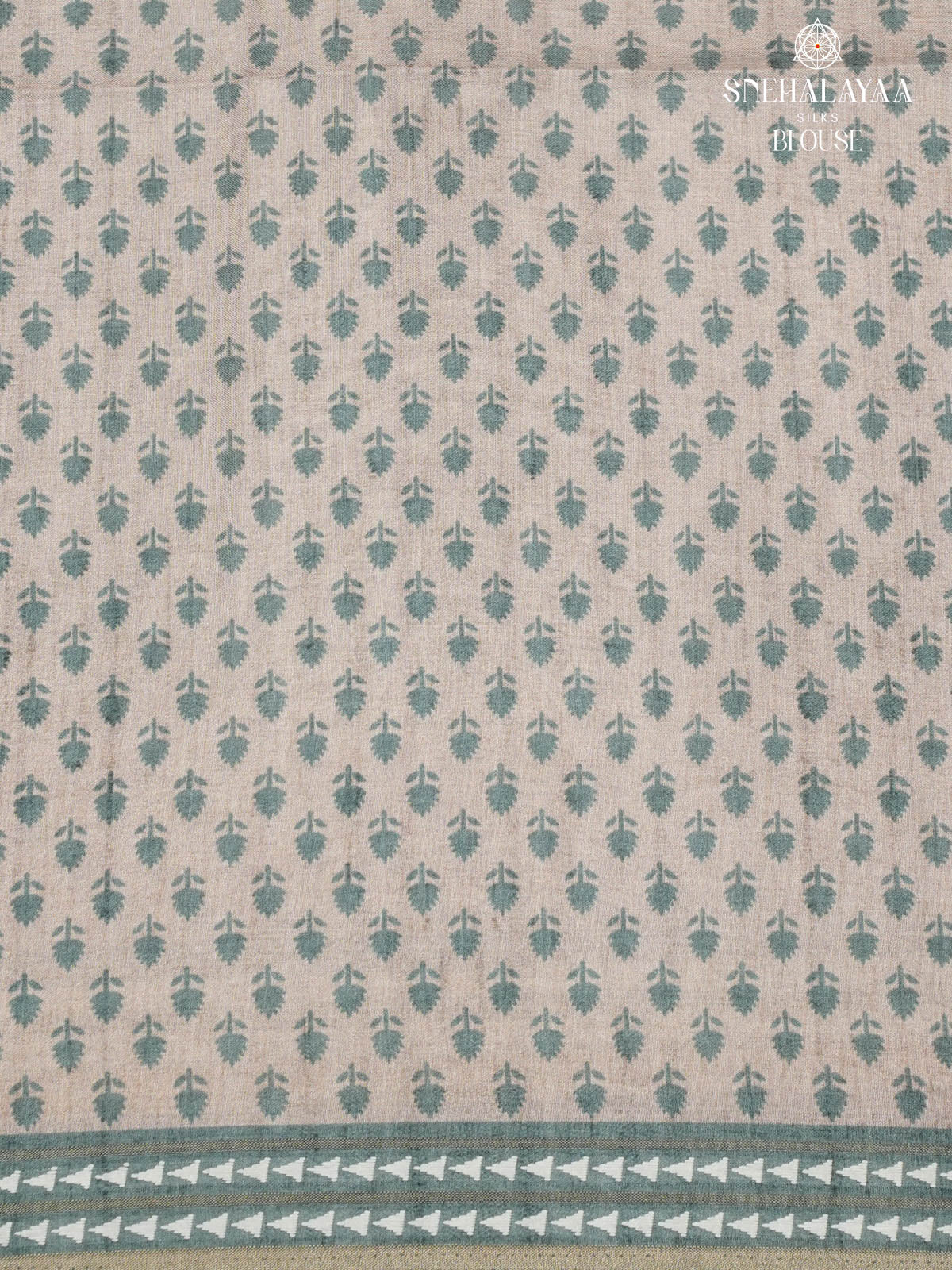 Grey Printed Tussar Saree