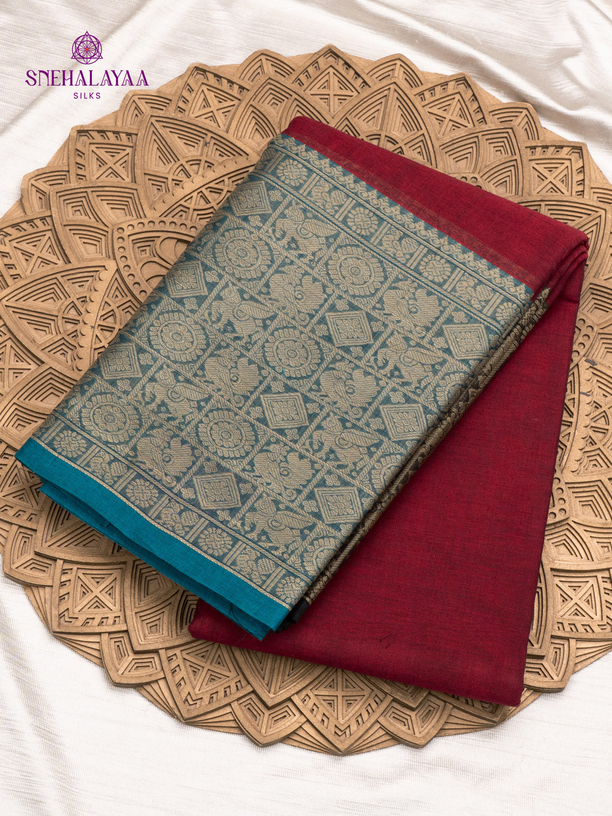 Maroon Pure Kanchi Cotton Saree