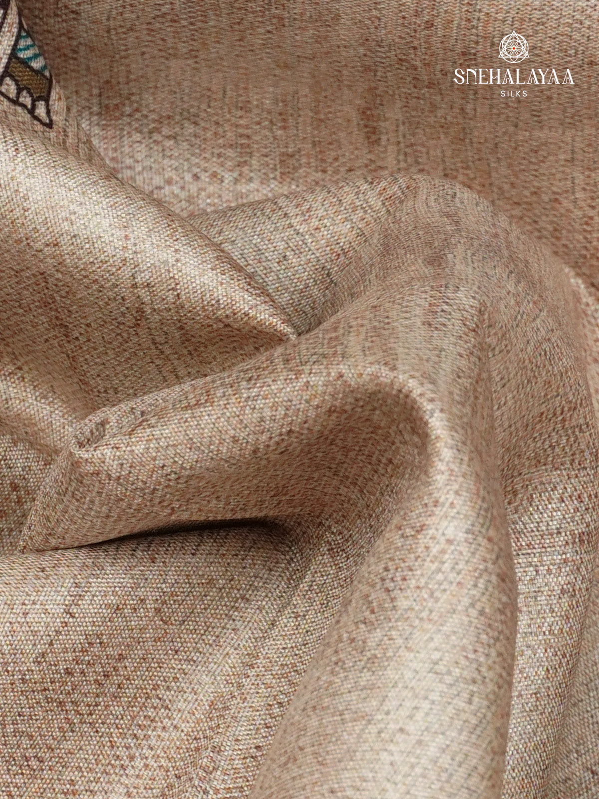 Beige With Black Border Madhubani Saree