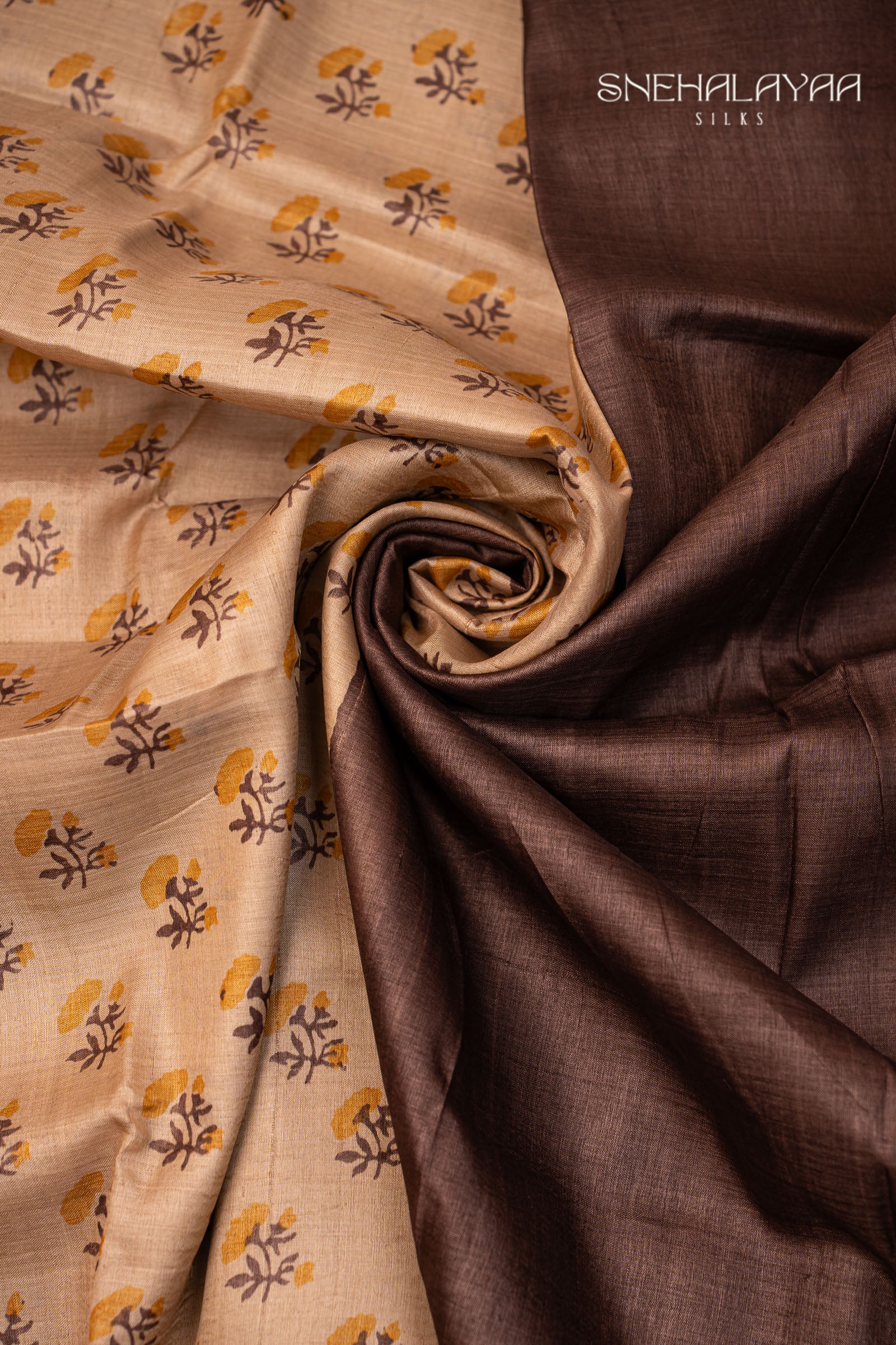 Beige Tussar Saree