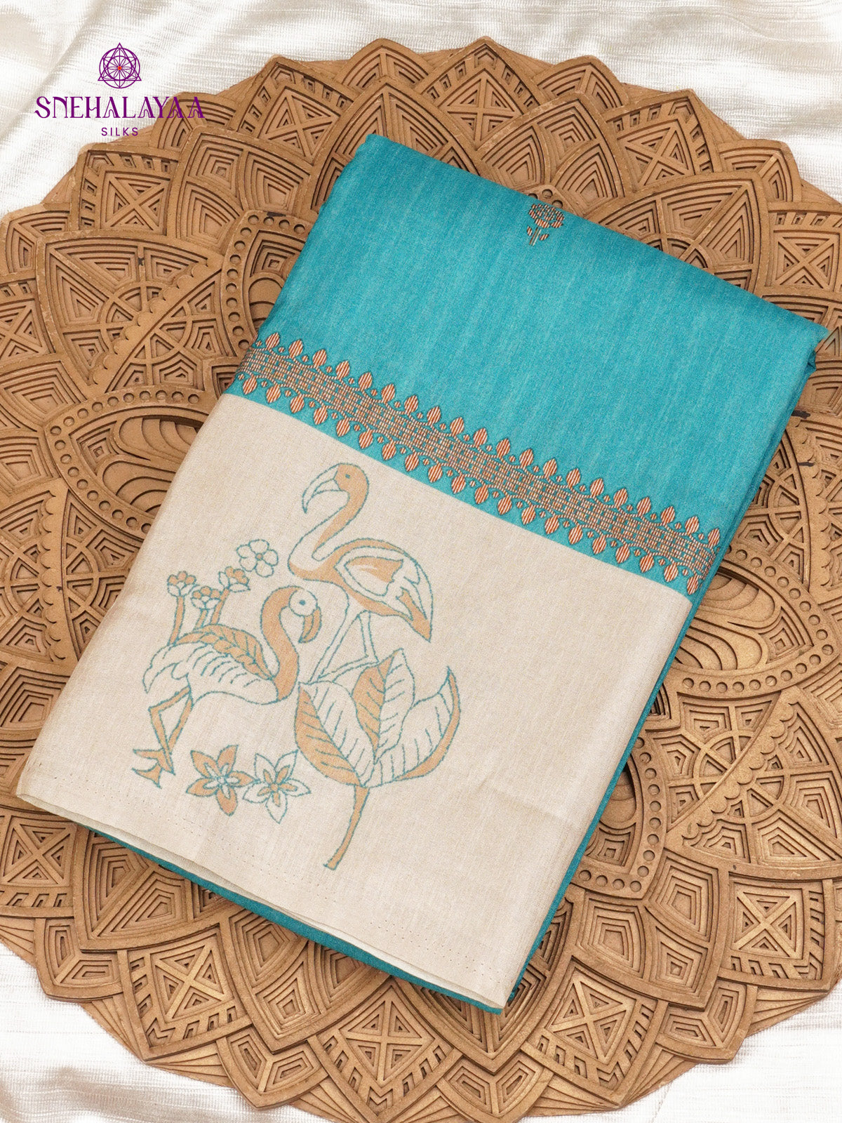 Sky Tussar Embroidery Saree