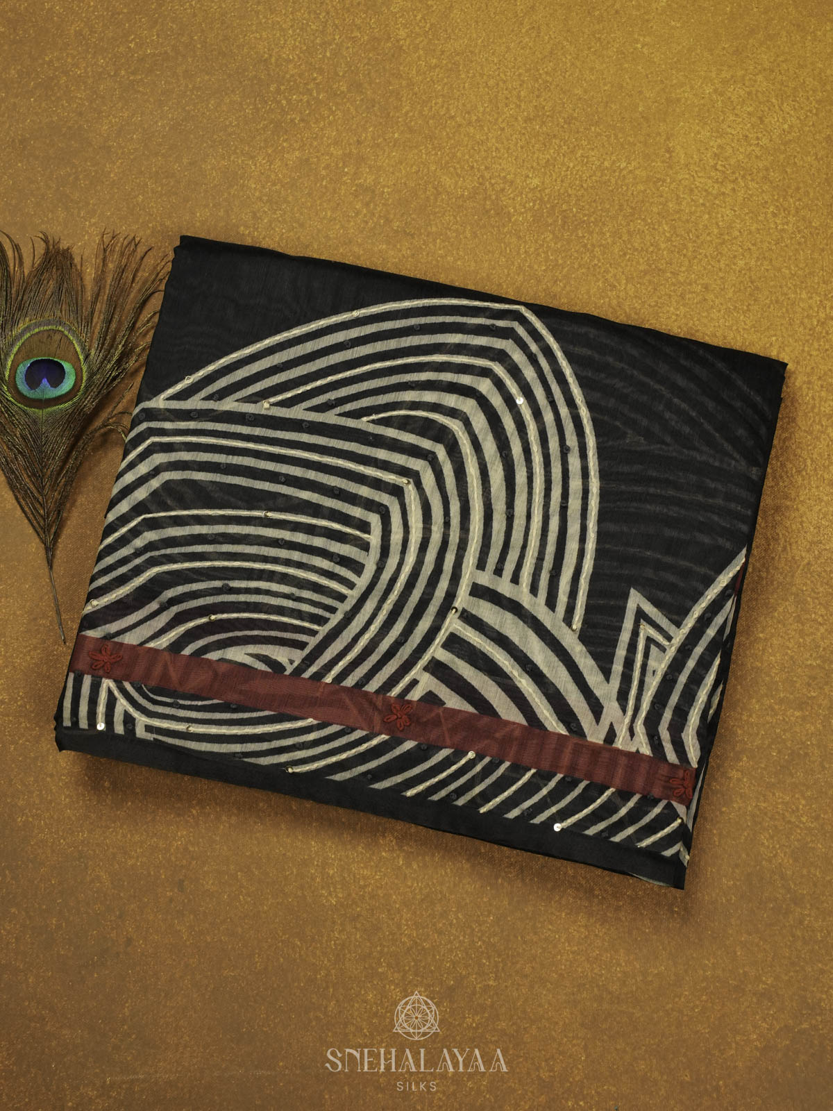 Black Linen Emabroidery Saree