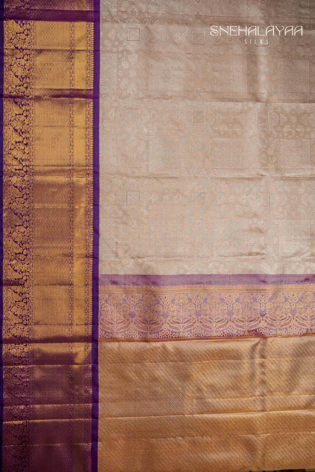 Ivory Kancheevaram Tissue Silk Saree