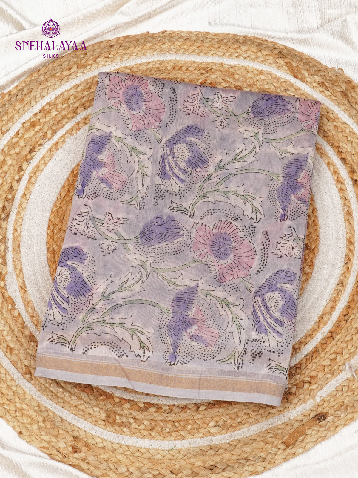 Lilac Chanderi Saree