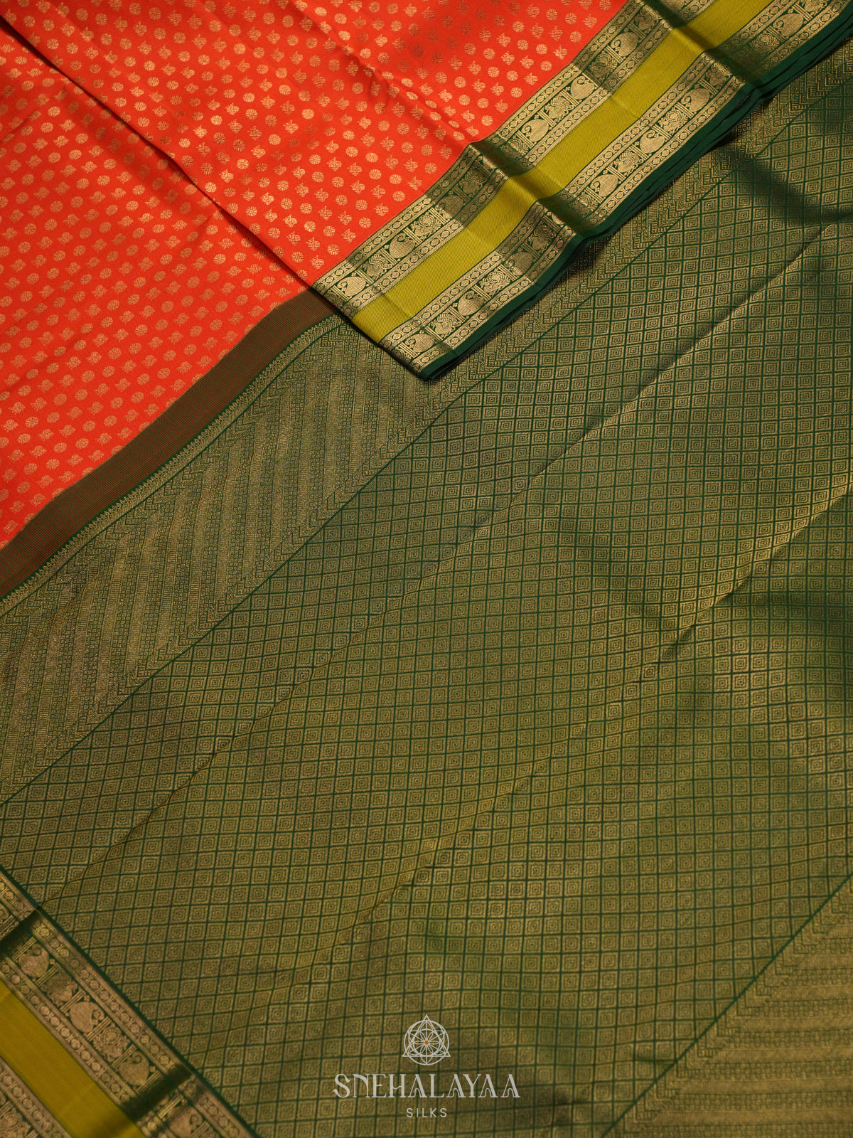 Rust Orange Kanjivaram Silk Saree
