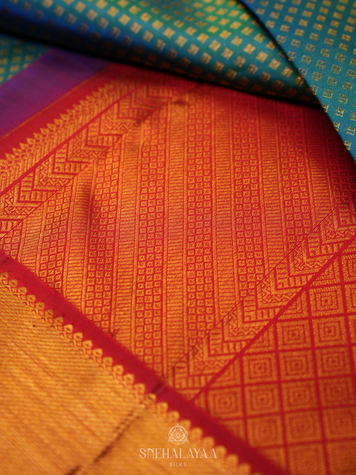 Peacock Blue Kanjivaram Silk Saree
