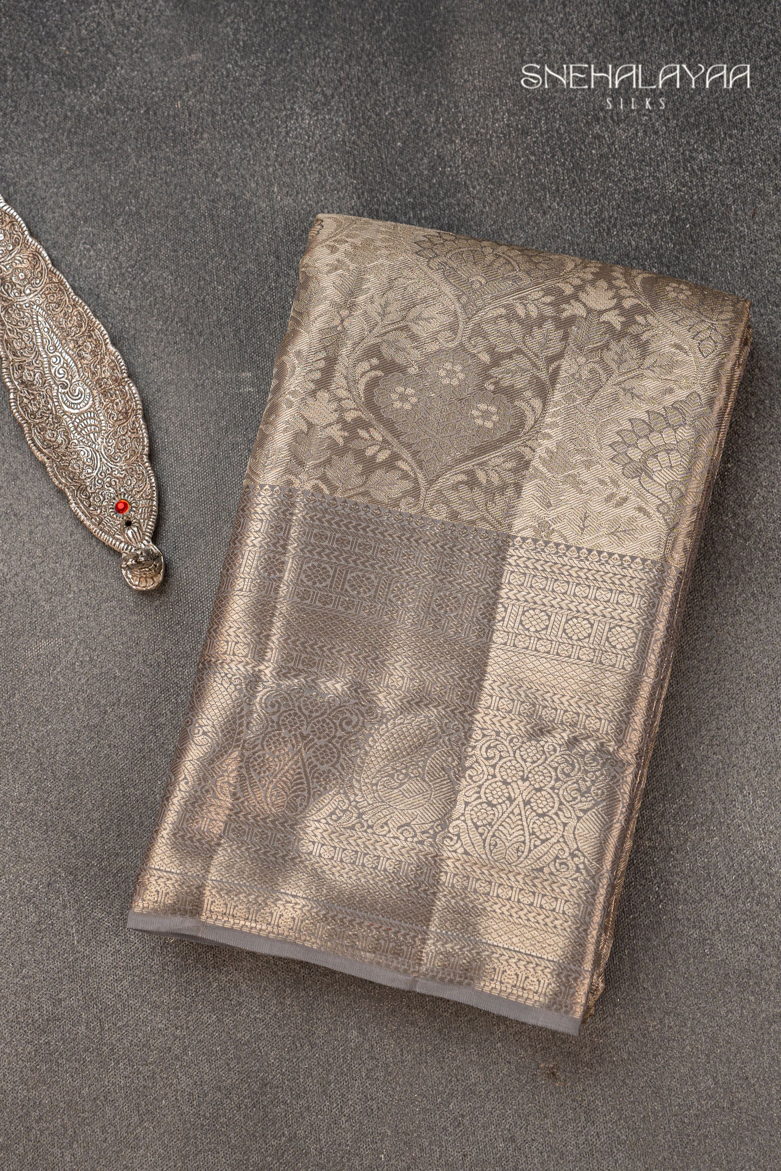 Grey Tissue Kancheevaram Silk Saree