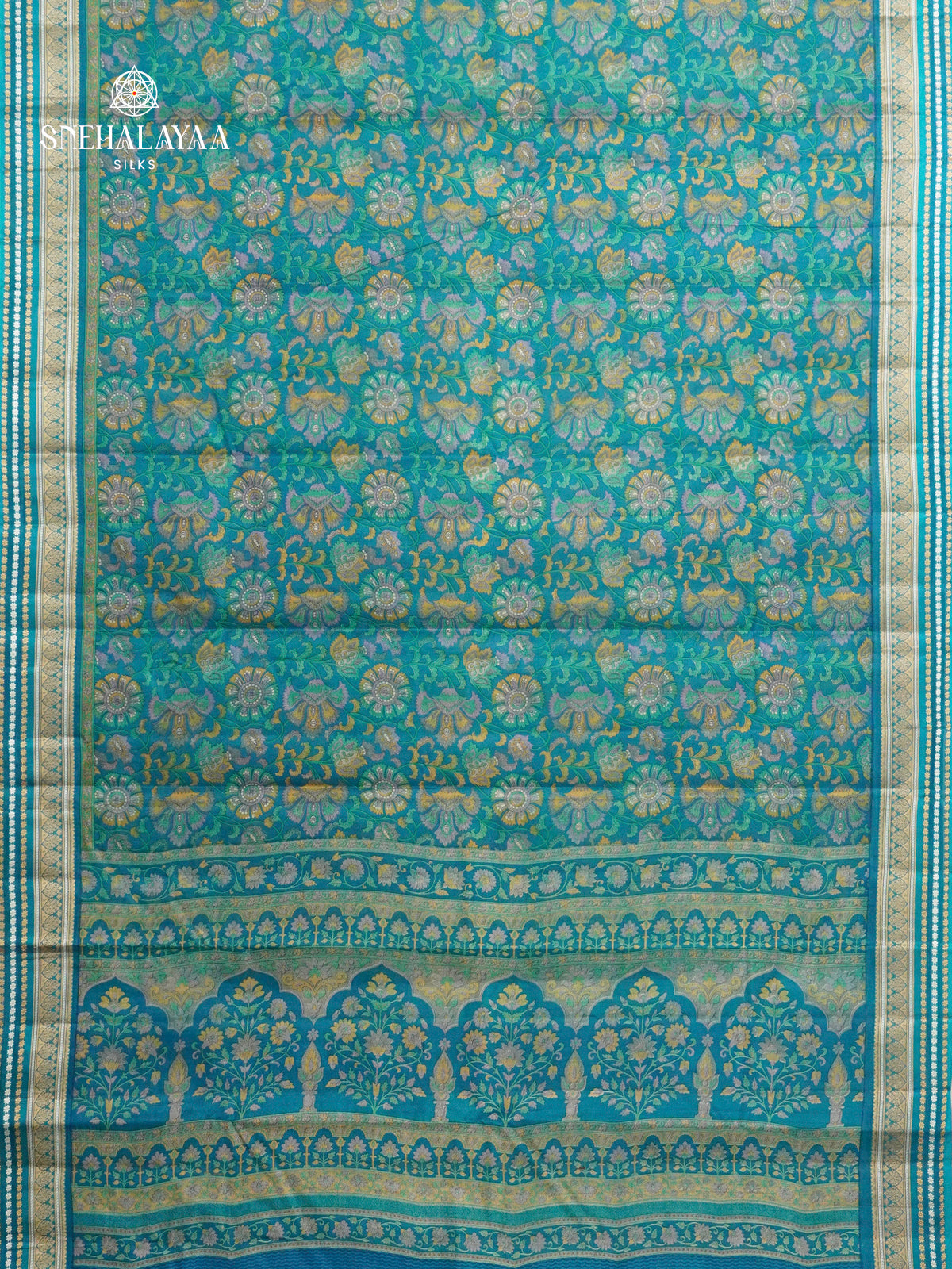 Blue Printed Saree