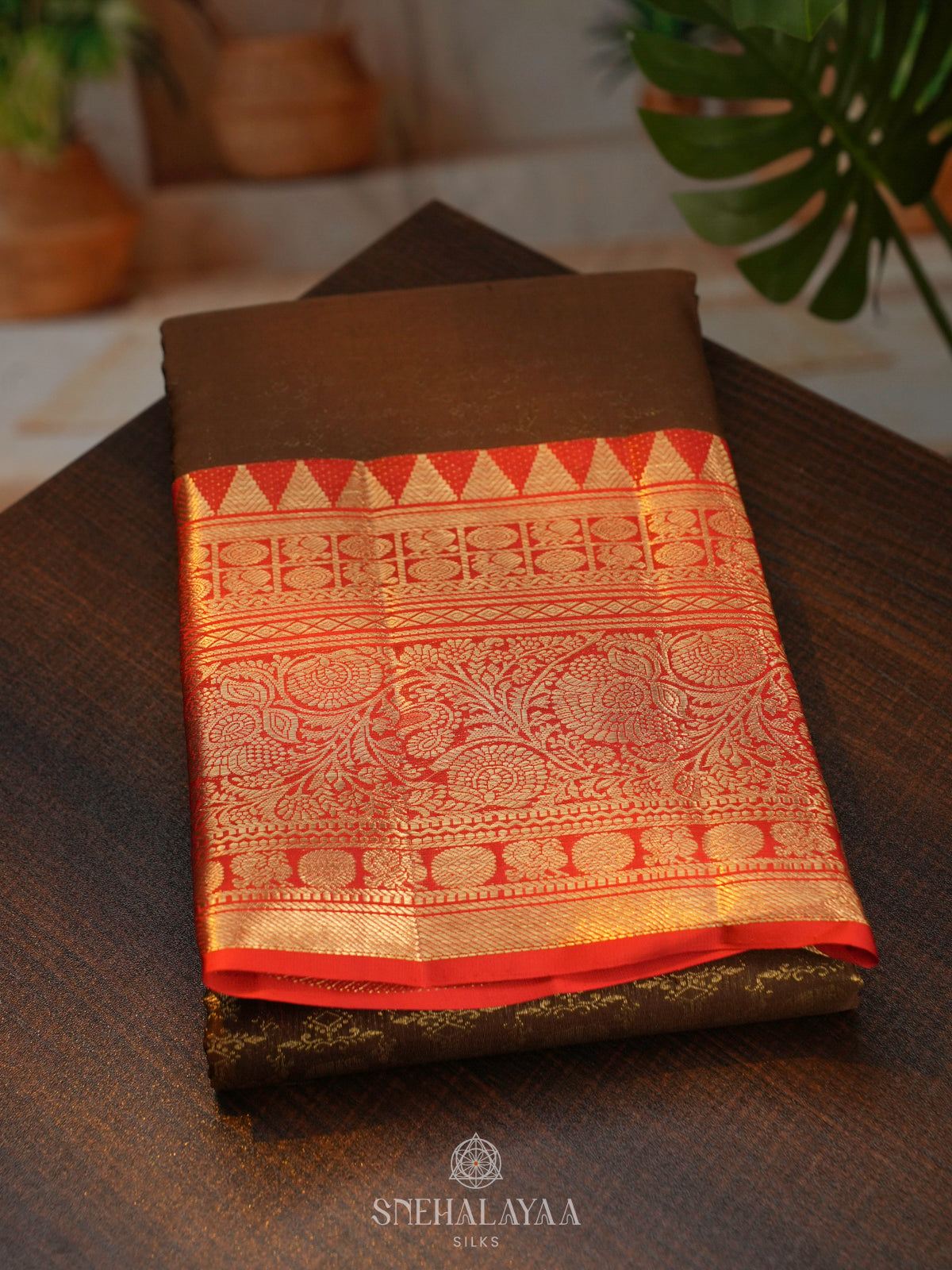 Brown Kanjivaram Silk Saree