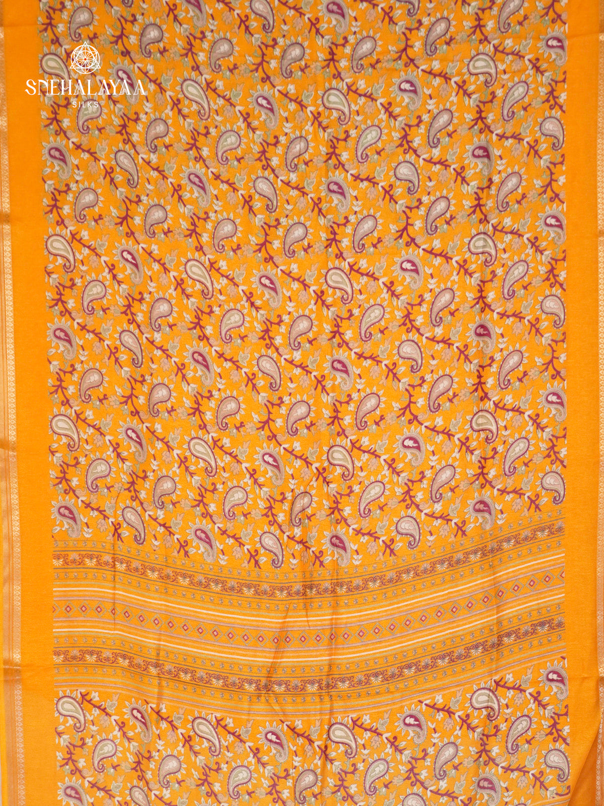 Mustard Yellow Chiffon Saree