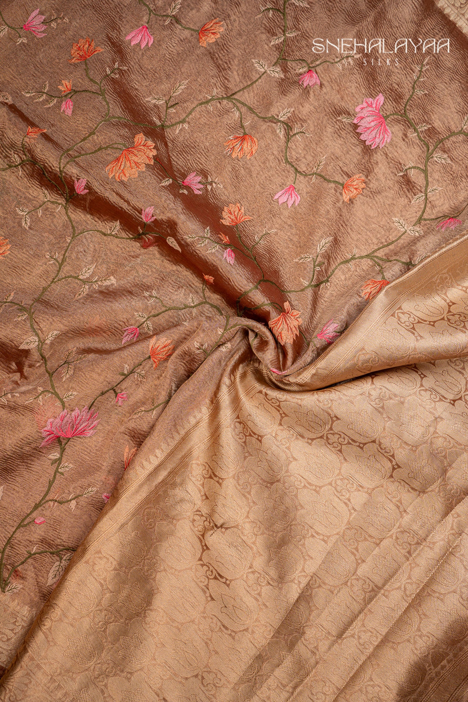 Brown Crush Tissue Saree
