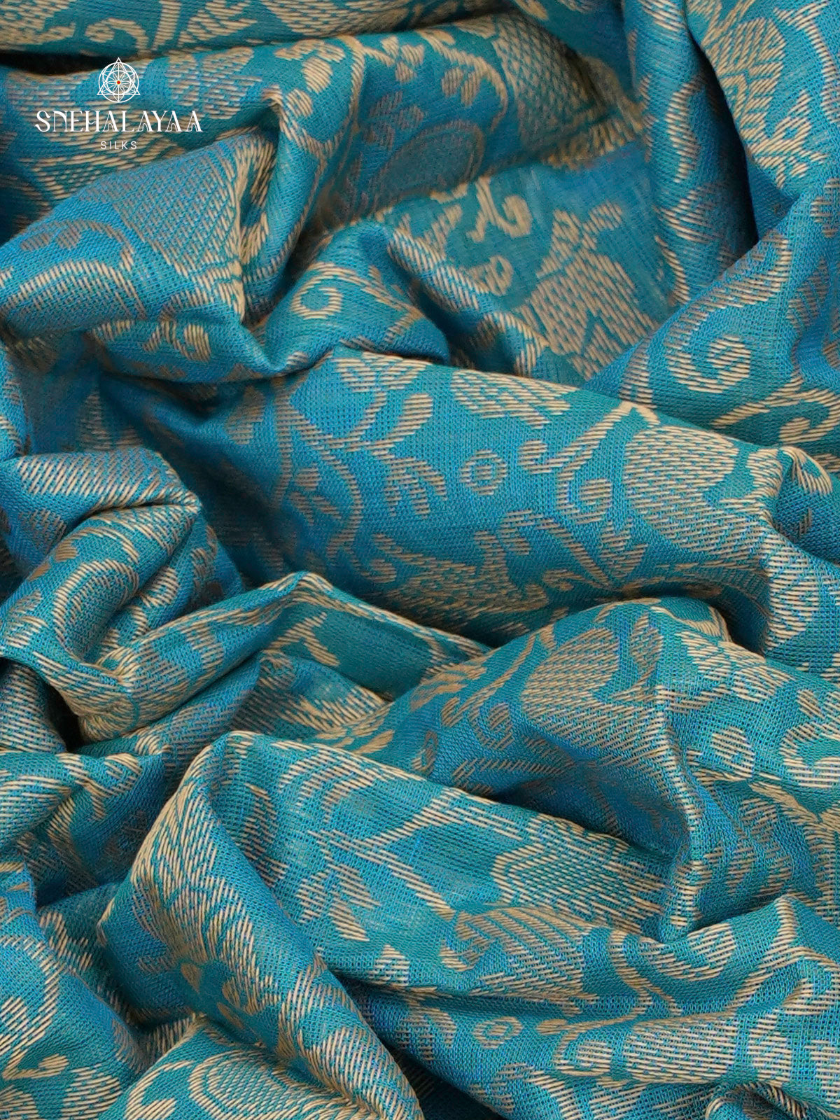 Teal Blue Chettinad Cotton Saree
