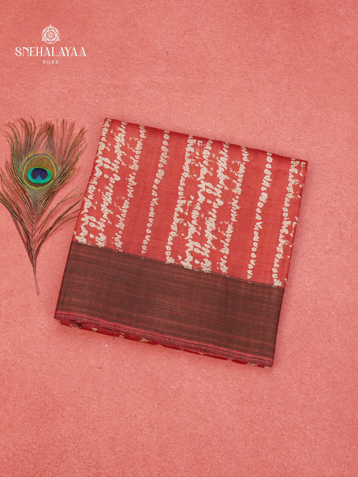 Rust Orange Tussar Saree