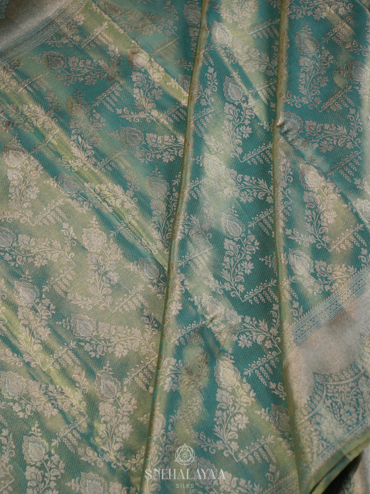 Teal Blue Kanjivaram Silk Saree