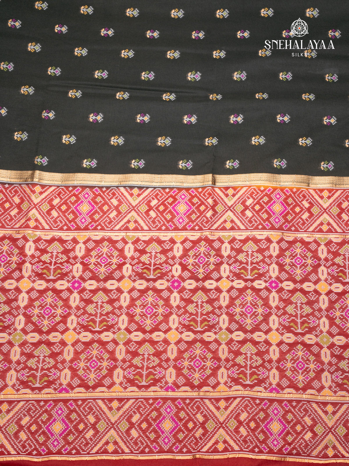 Black Ikat Silk Saree