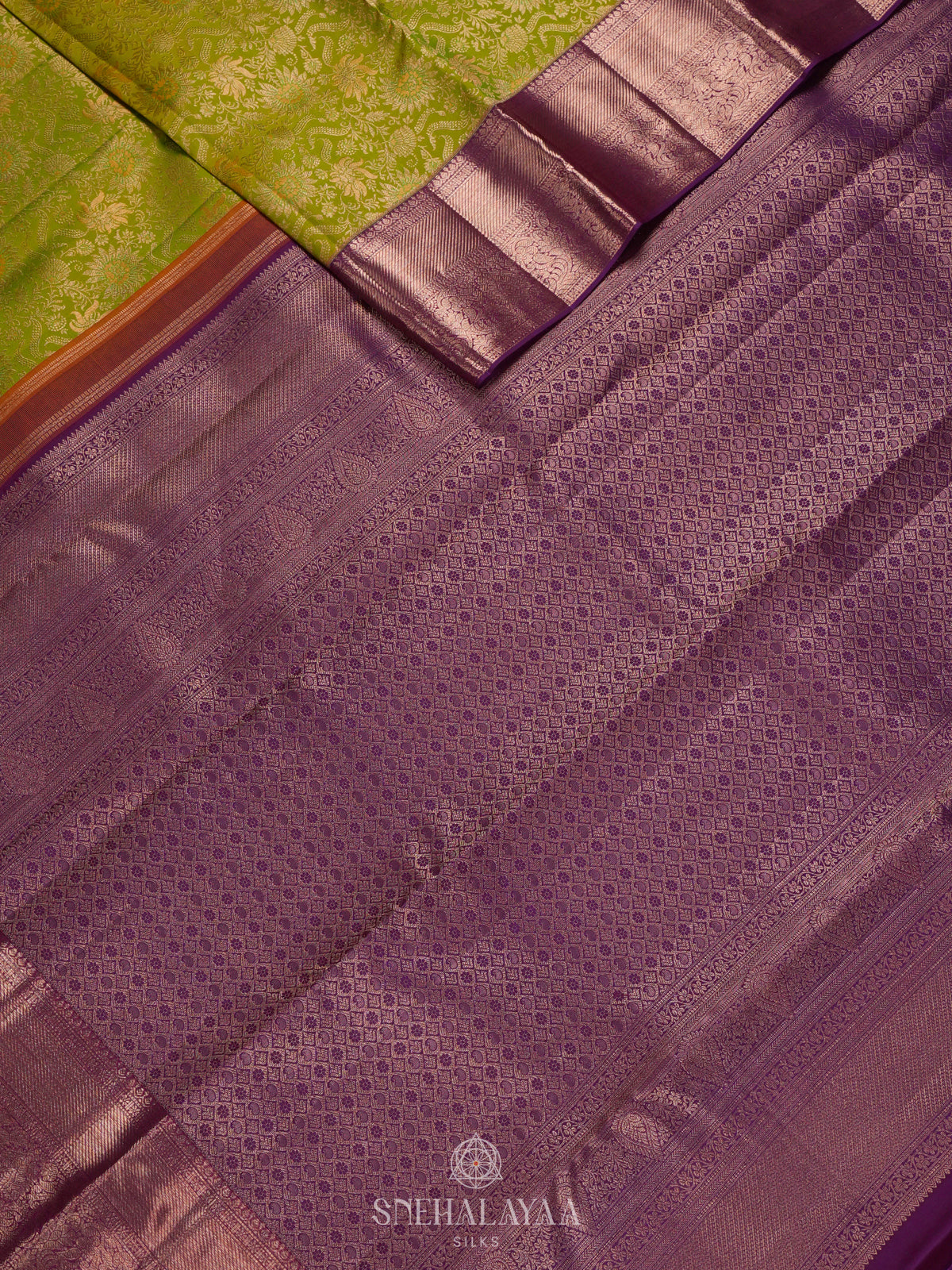 Lime Green Kanjivaram Silk Saree