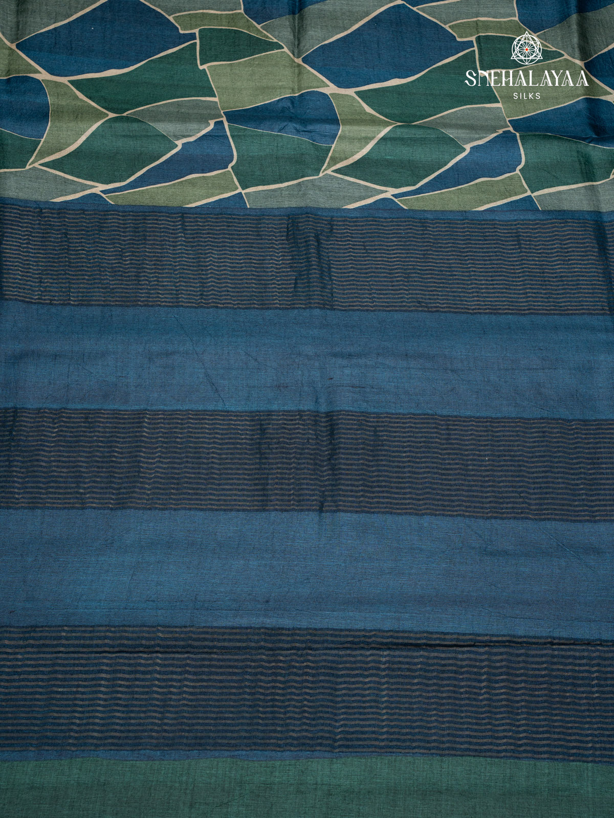 Navy Blue Tussar Saree