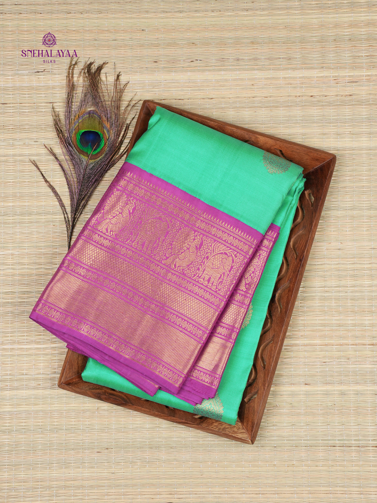 Teal Green Kanjivaram Silk Saree