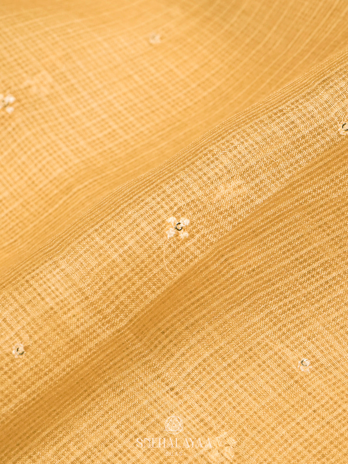 Yellow Kota Embroidery Saree