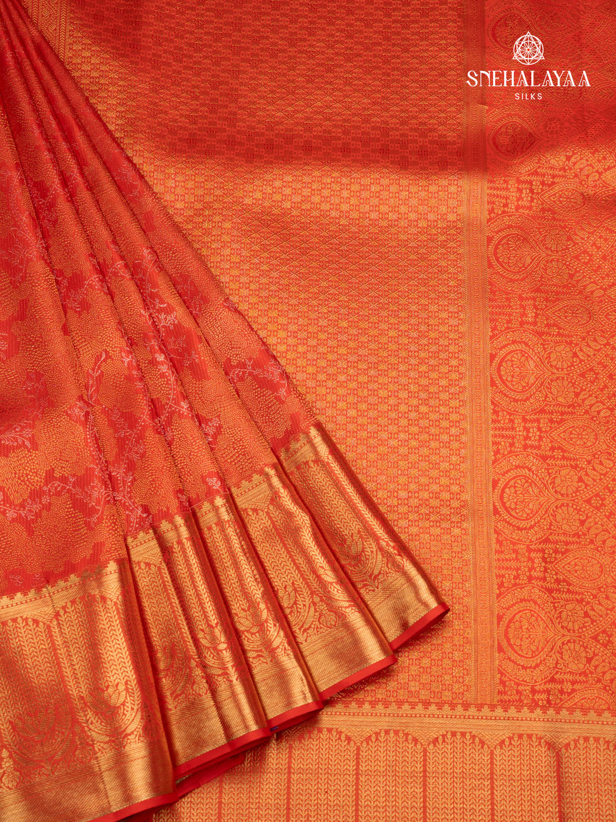 Rust Orange Kanjivaram Silk Saree