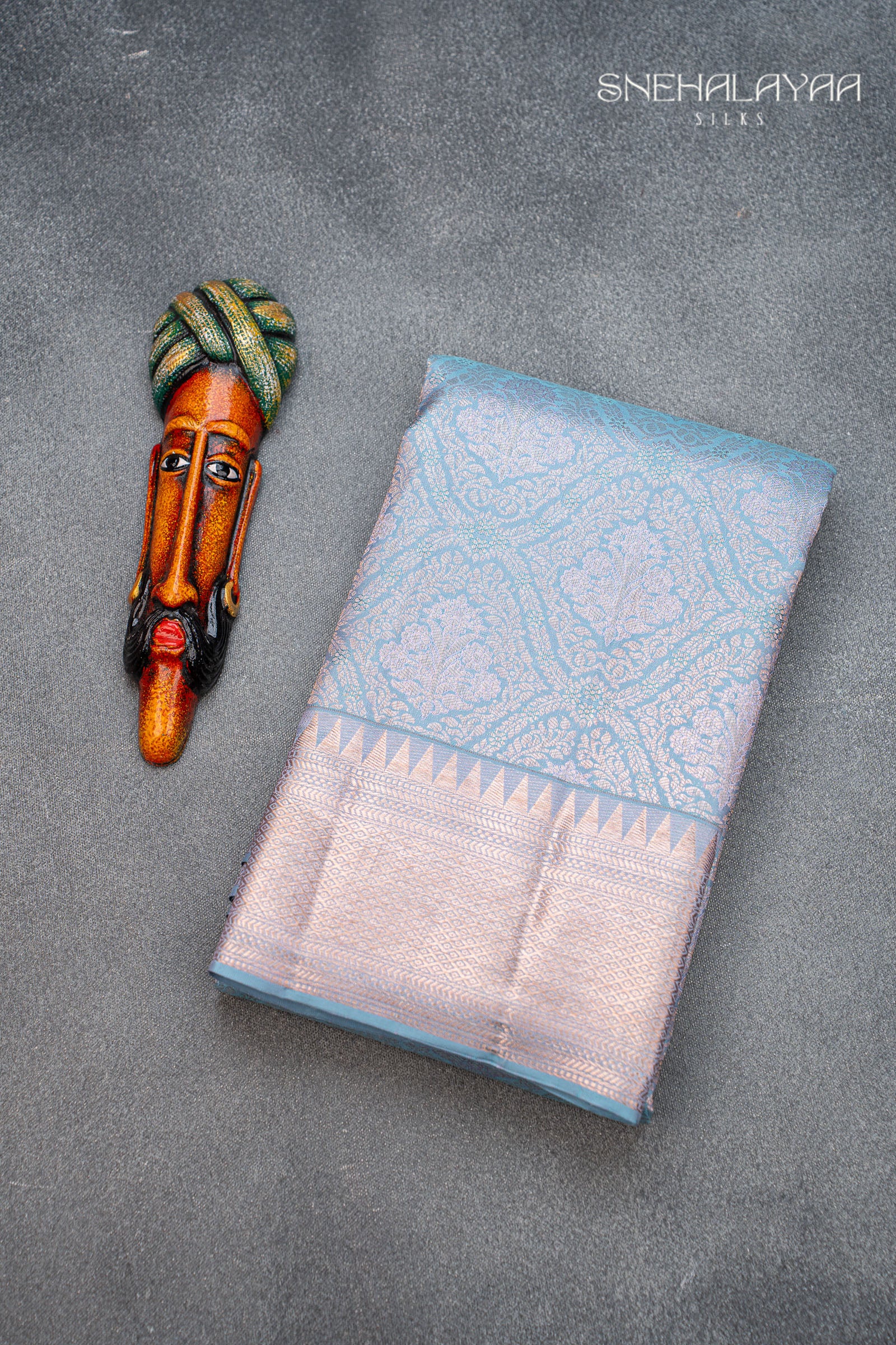 Sky Blue Kancheevaram Silk Saree