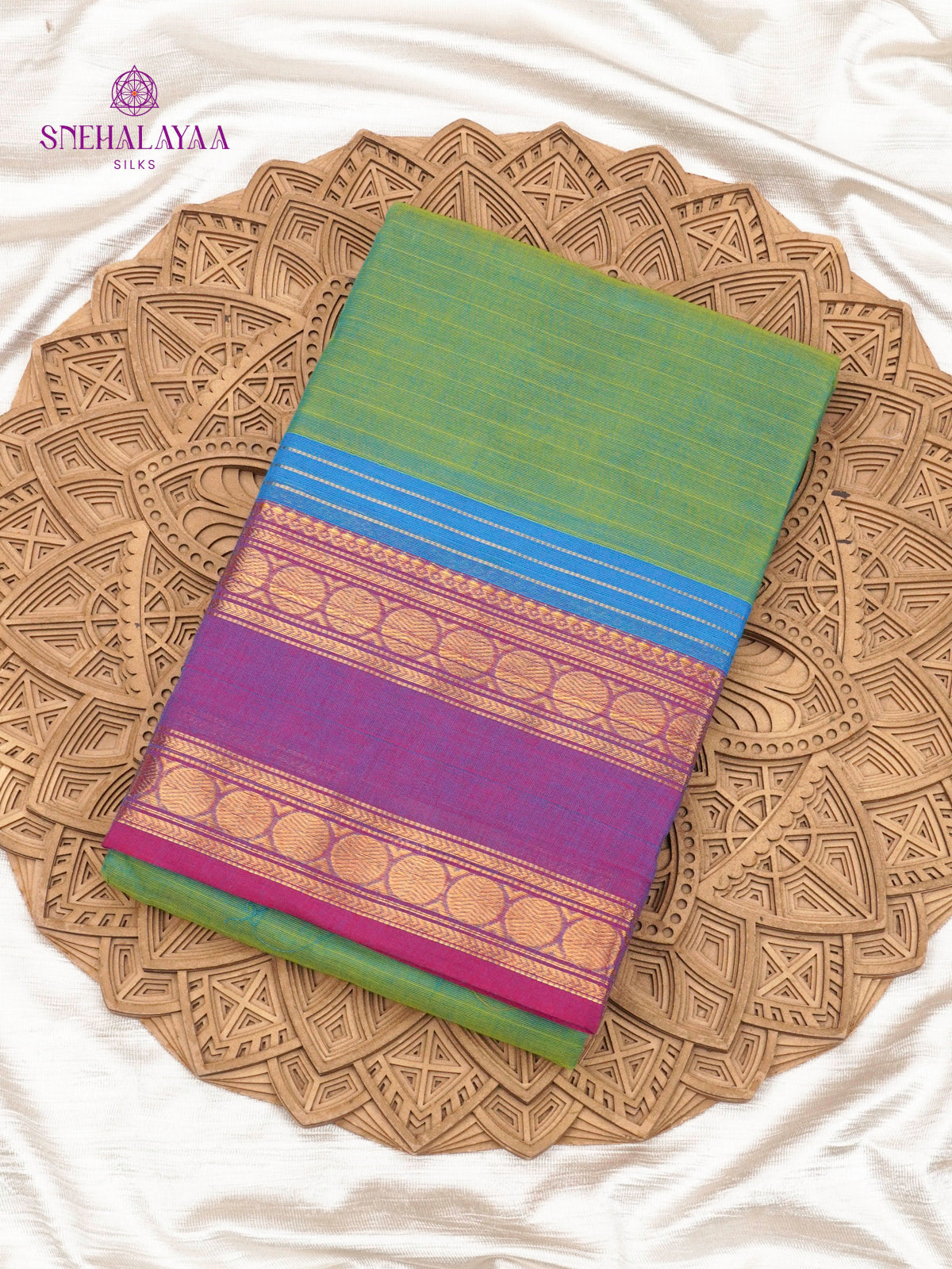 Olive Green Chettinad Cotton Saree