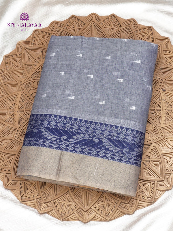 Pastel Blue Sambalpuri Cotton Saree
