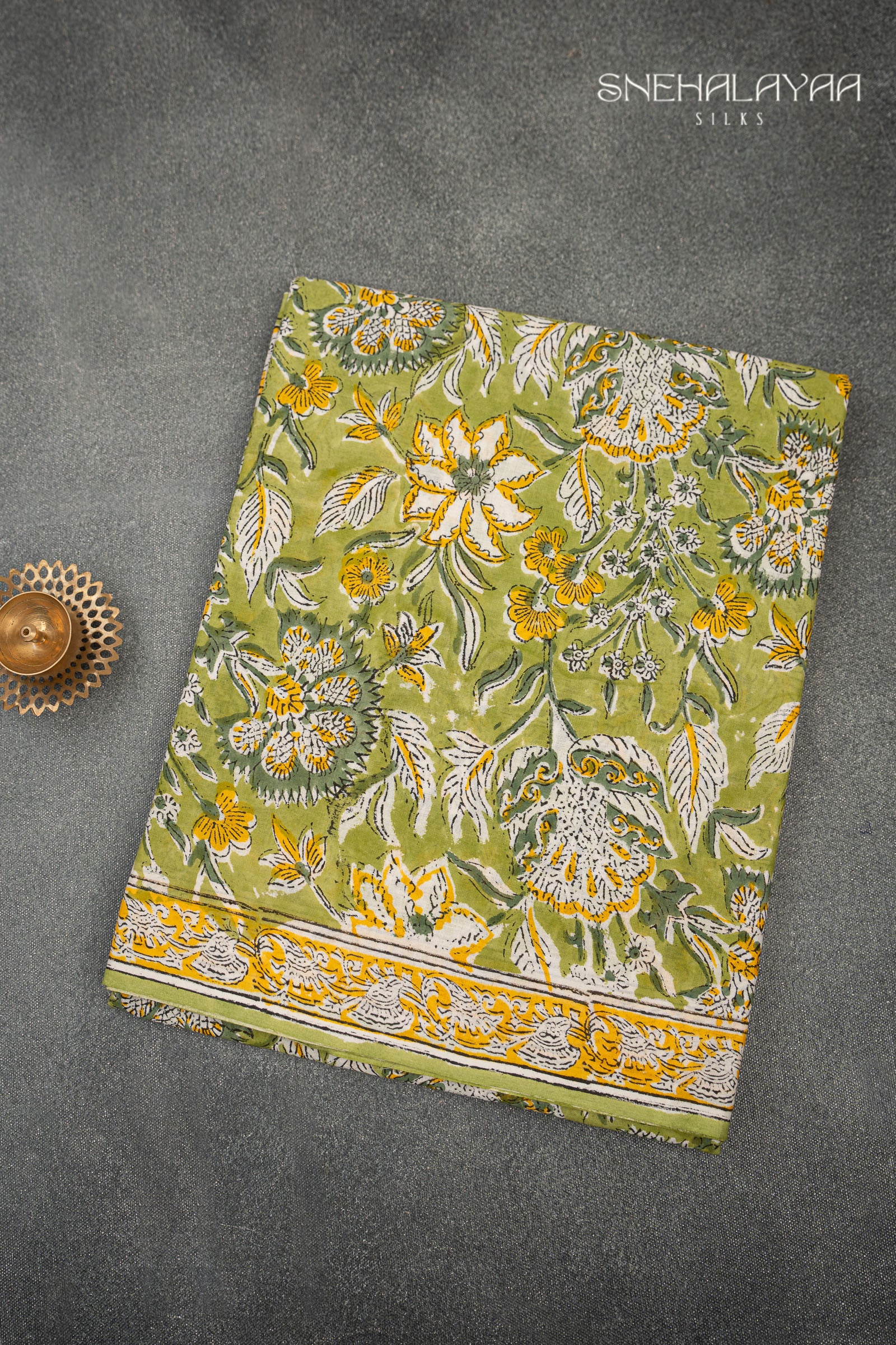 Pear Green Jaipur Cotton Saree