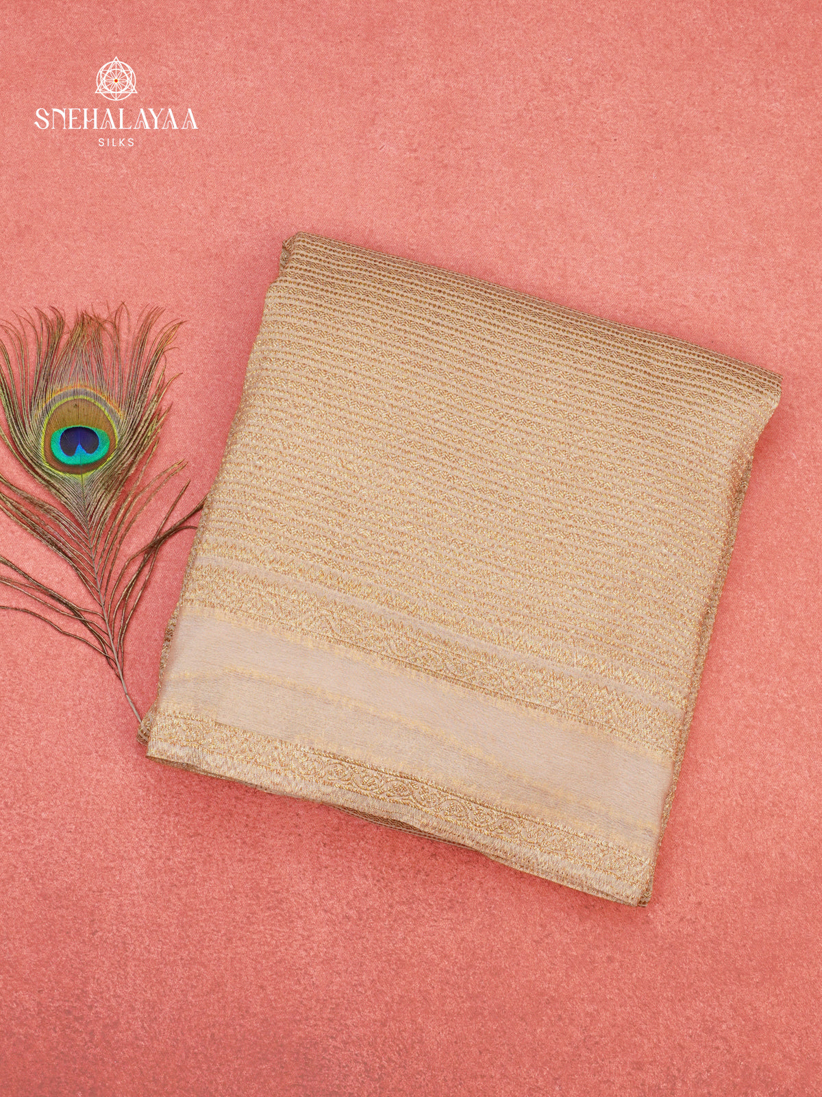 Cream Banaras Crepe Silk Saree