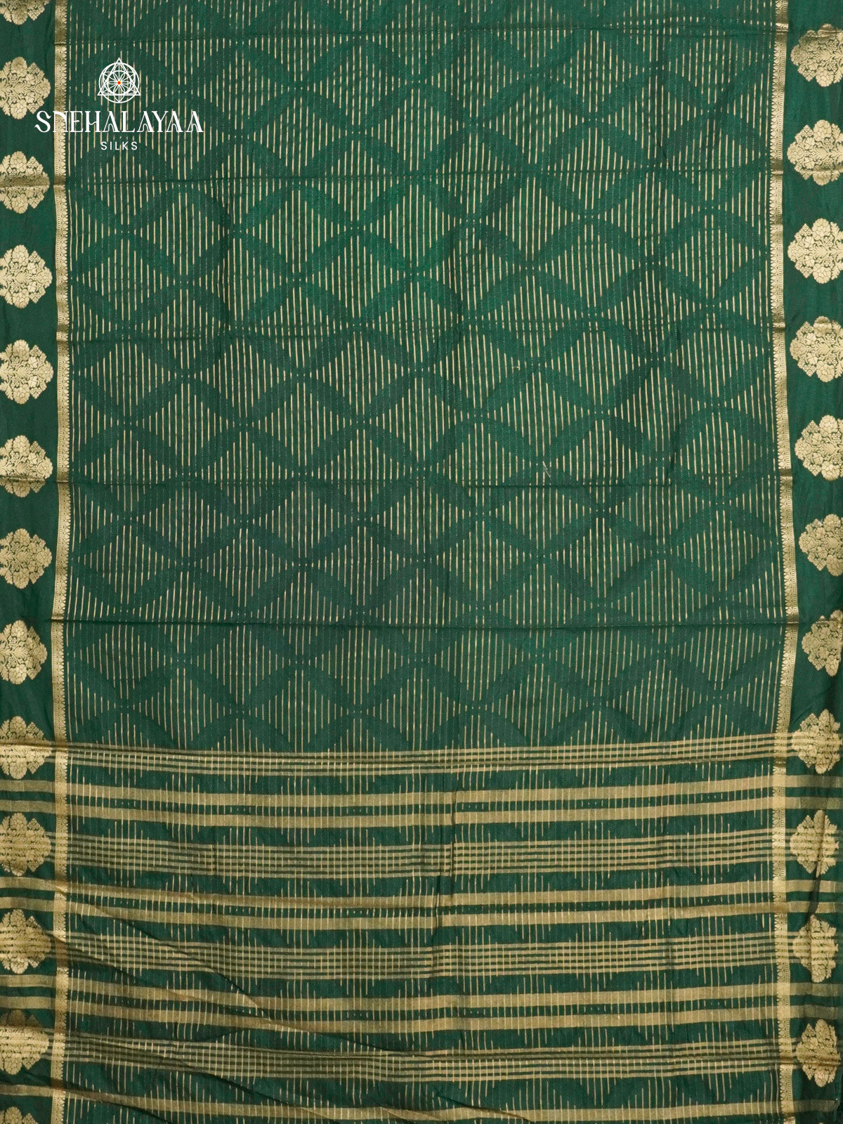 Forest Green Raw Silk Saree