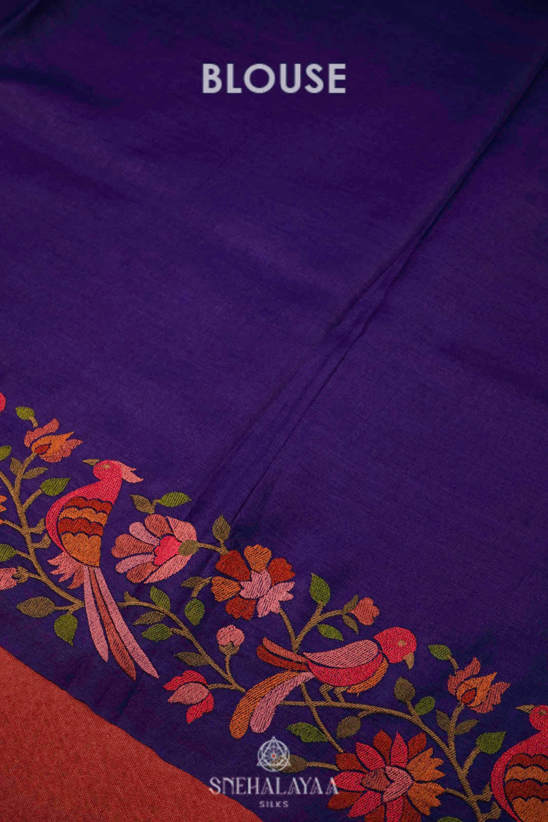 Royal Blue Tussar Embroidery Saree