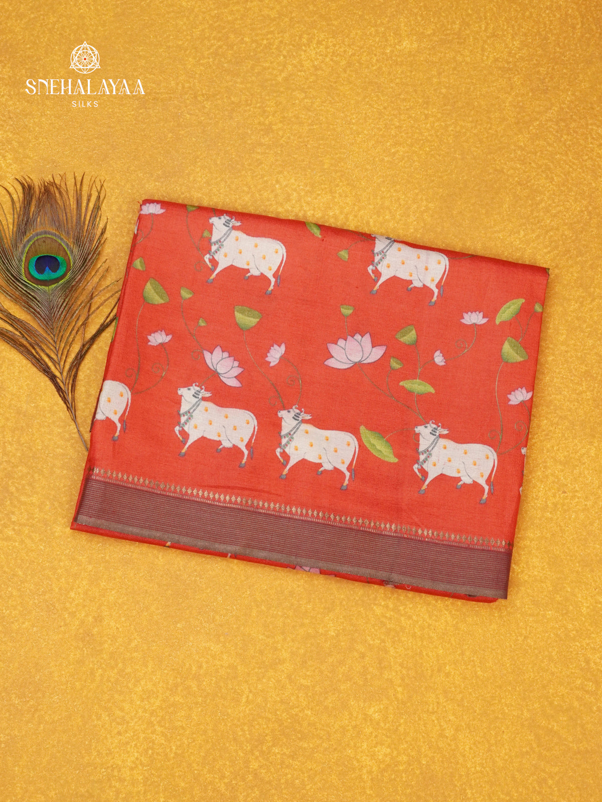 Rust Orange Tussar Saree