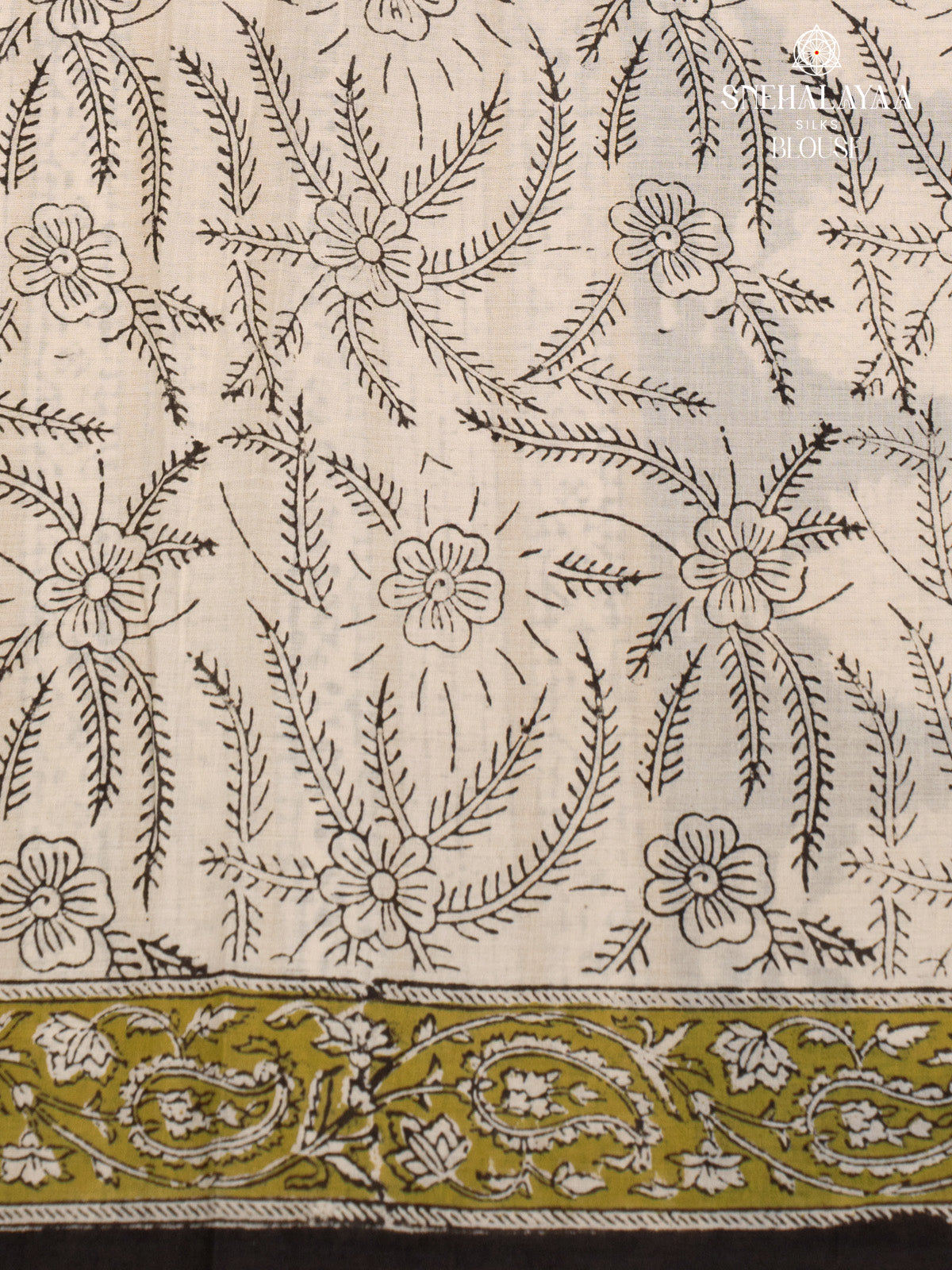 Mustard Green Jaipur Cotton Saree