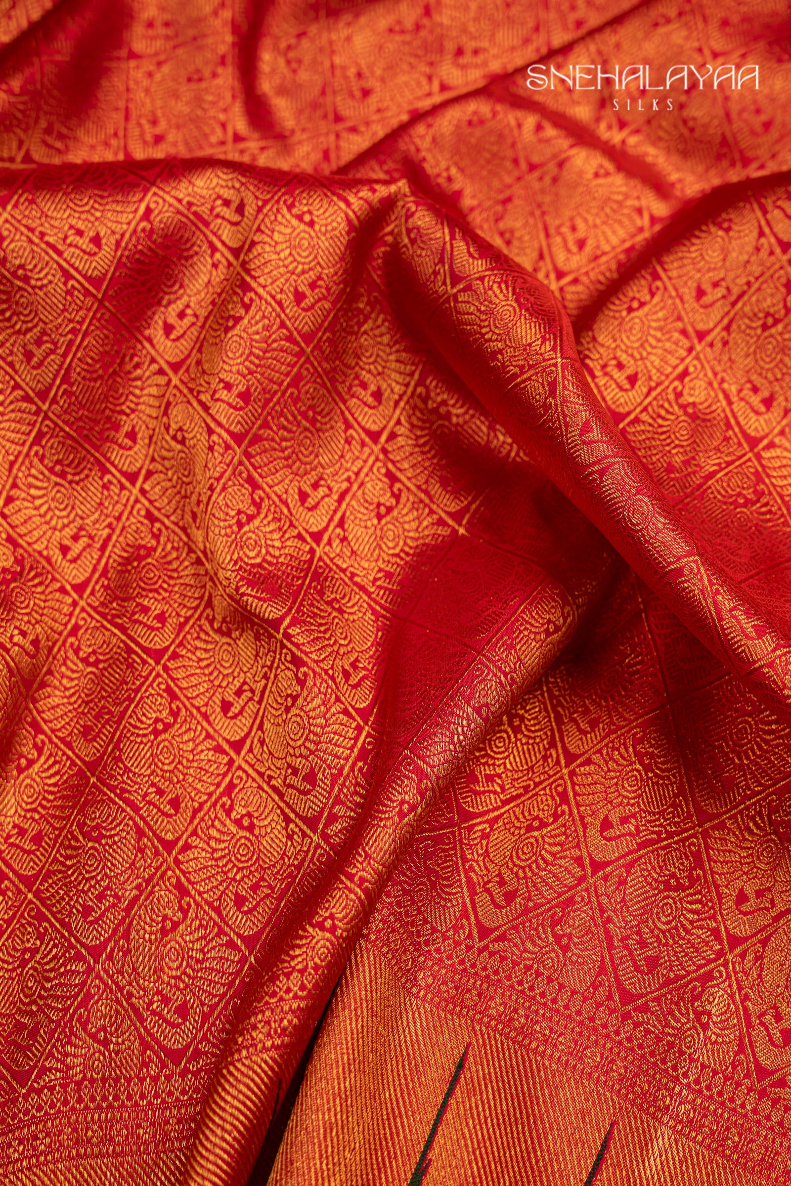 Candy Red Kanjivaram Silk Saree