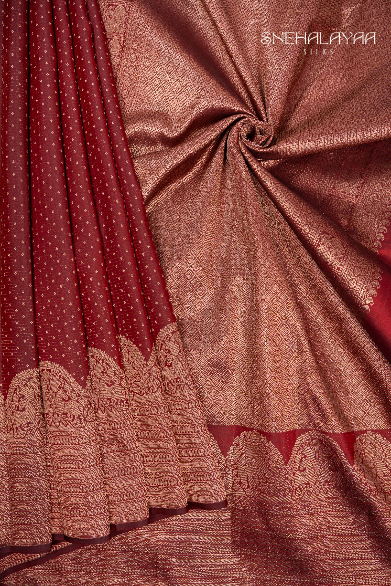 Maroon Kancheevaram Silk Saree