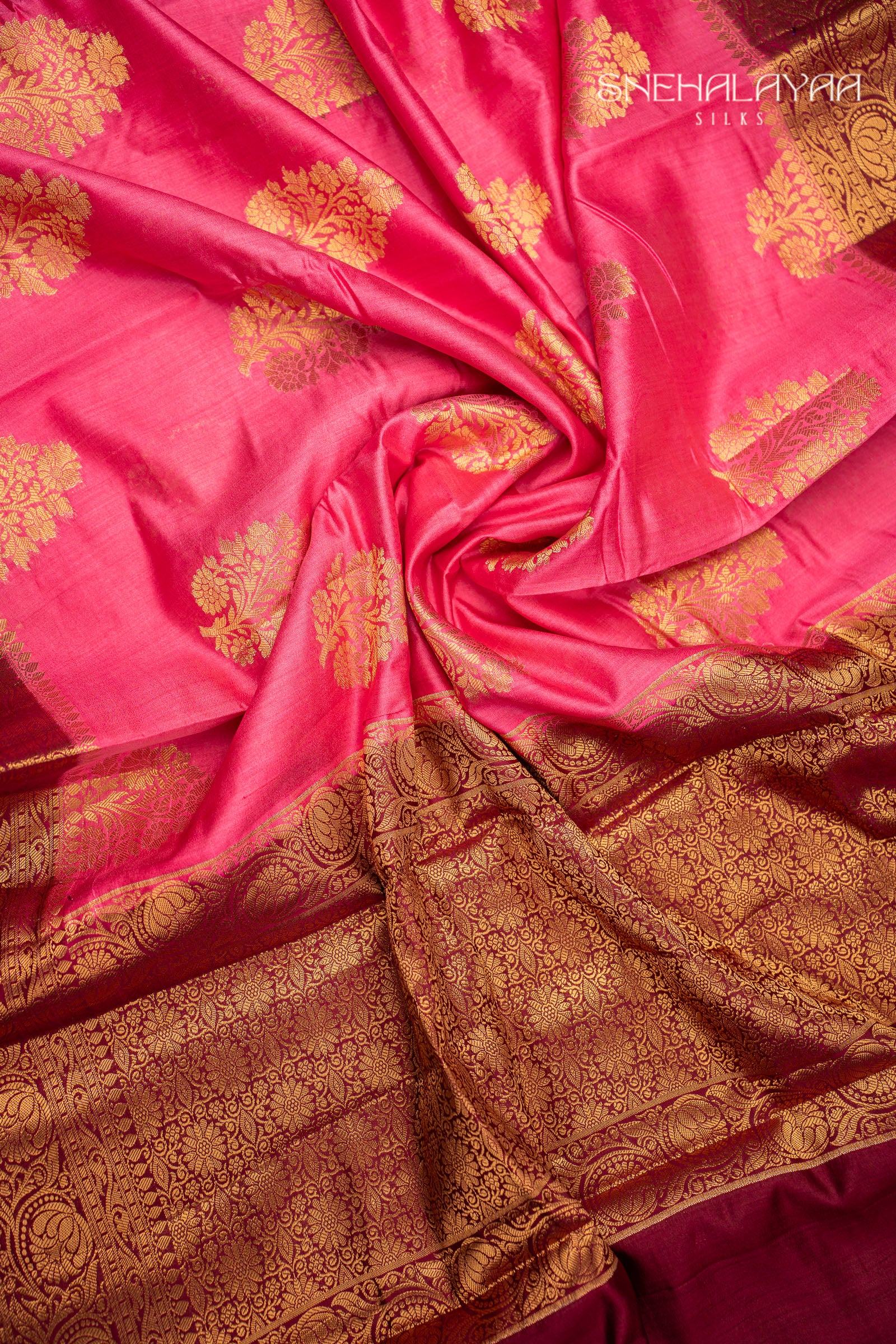 Hot Pink Banaras Dupion Silk Saree