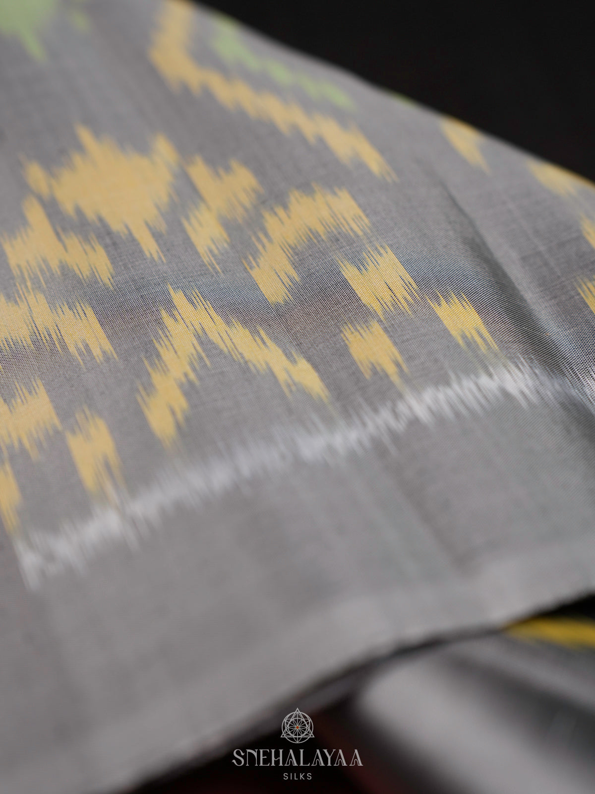 Grey Ikat Soft Silk Saree