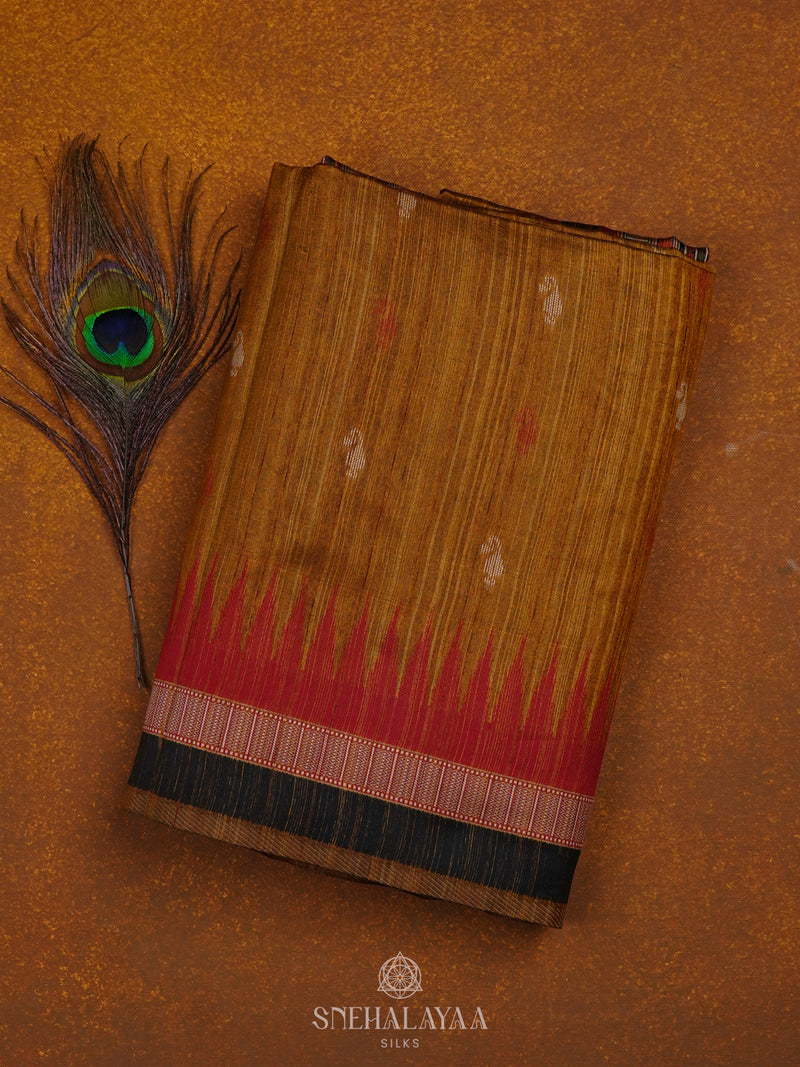 Mustard Munga Tussar Saree