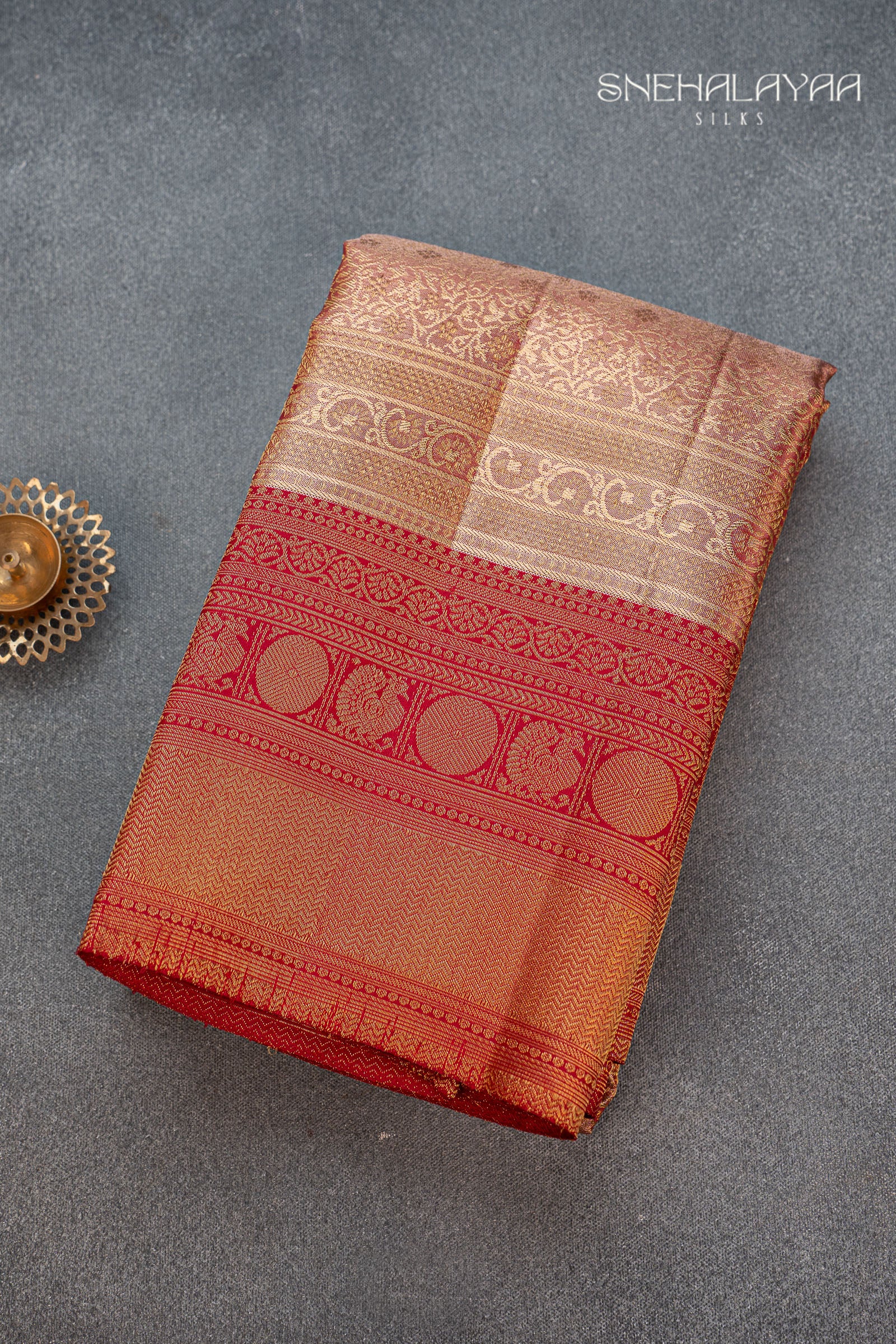 Maroon Kancheevaram Tissue Silk Saree