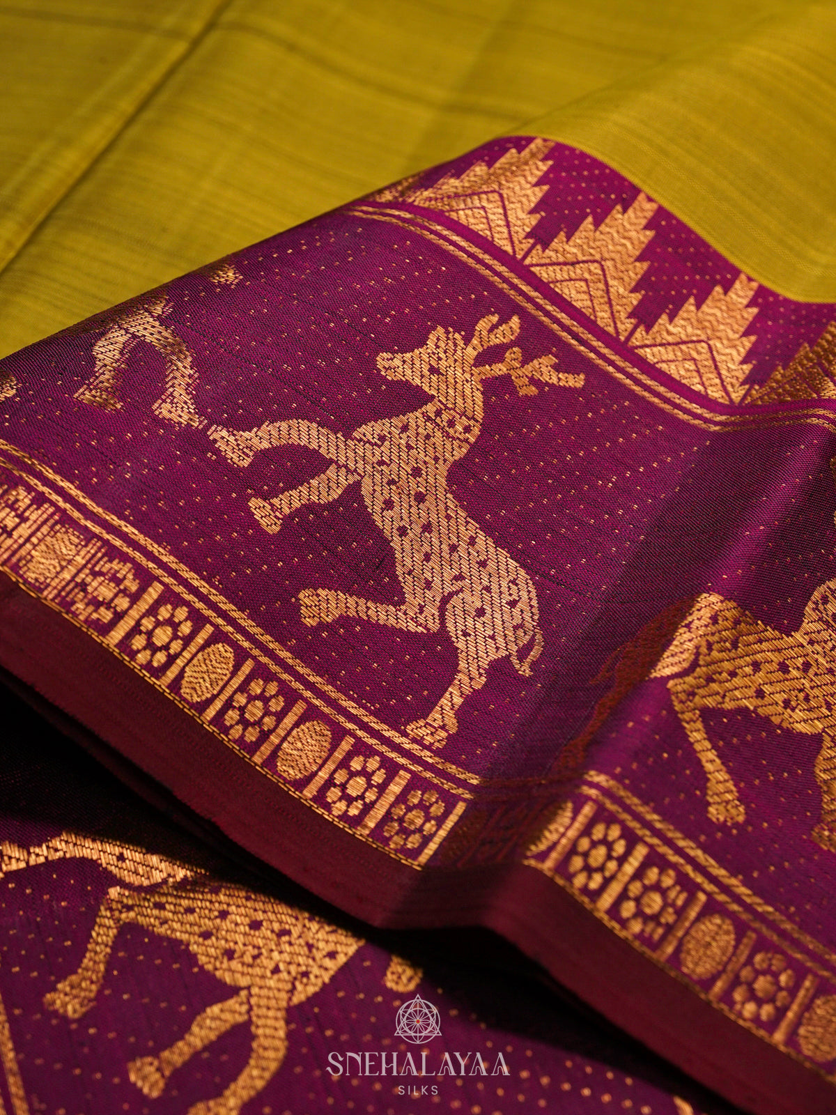 Lime Green Kanjivaram Silk Saree